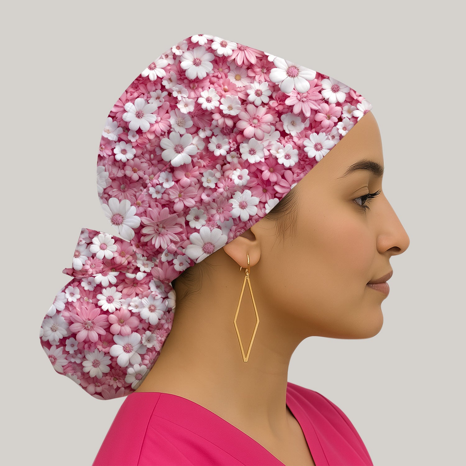 Cute Daisy Flower Bloom Pattern Scrub Cap, Surgical Caps for Doctors