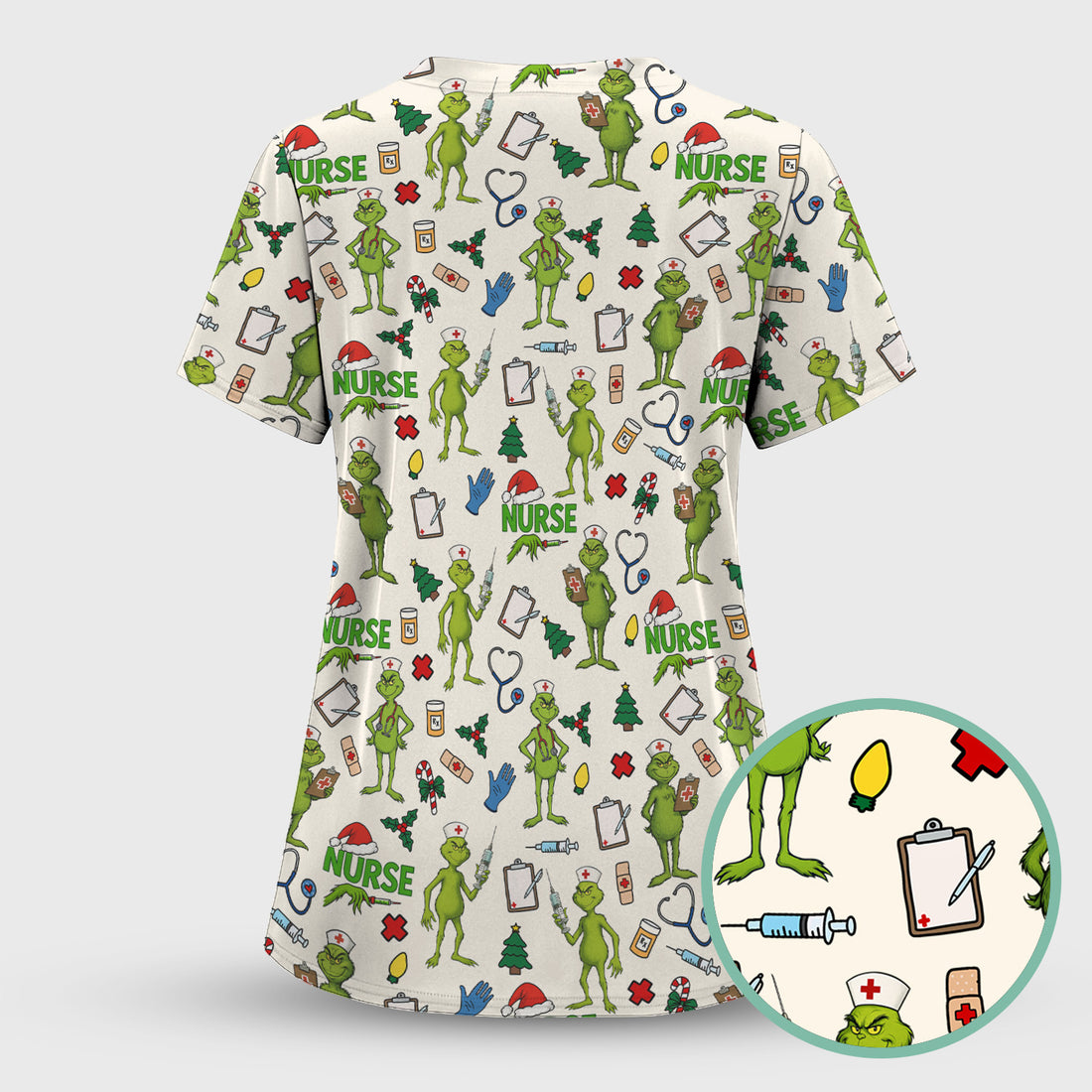 Funny Grinch Nurse Scrub Top - Christmas Holiday Medical Shirt - Multiple Color Options CNA RN LPN Gift