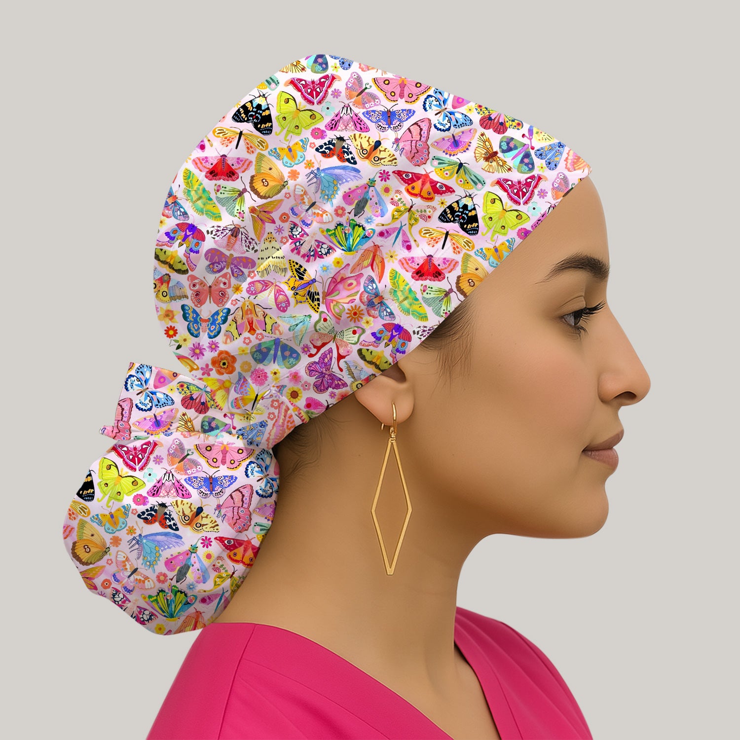 Cute Bright Butterfly Moth Floral Scrub Cap, Surgical Caps for Doctors