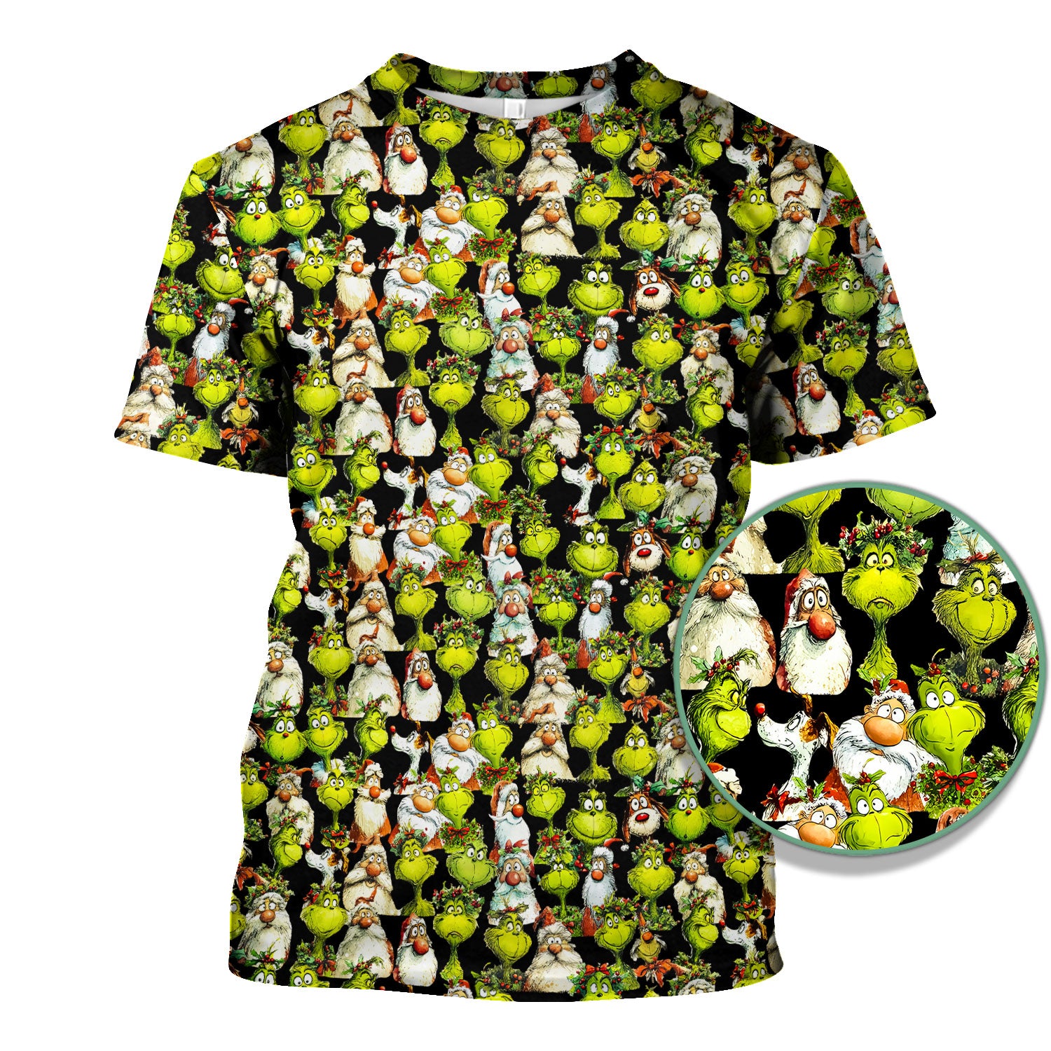 Funny Grinch Nurse Scrub Top Multi Color - Cartoon Characters Scrub Shirt - Cute Christmas Nursing Workwear with Pockets