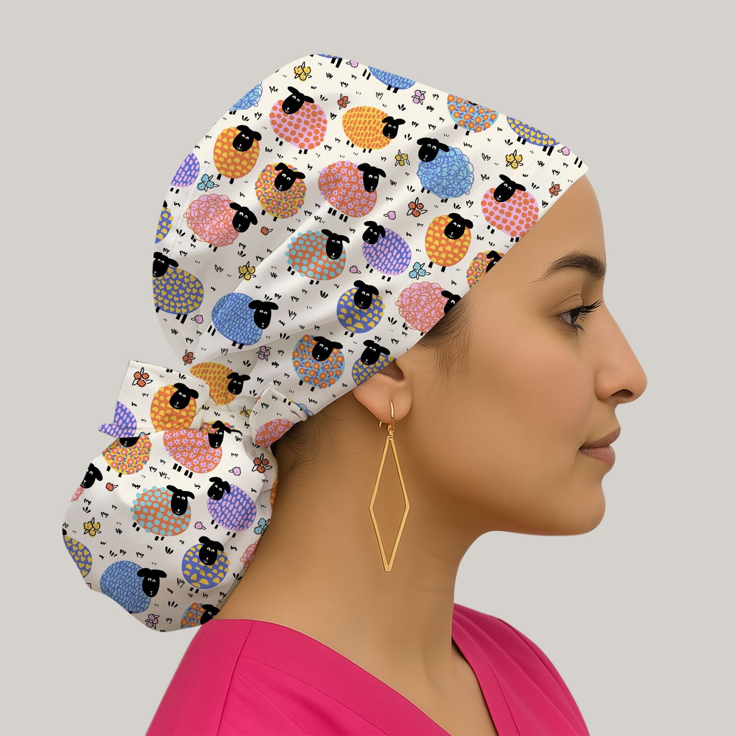 Adorable Colorful Sheep Pattern Caps, Breathable Fabrics Caps Uniform