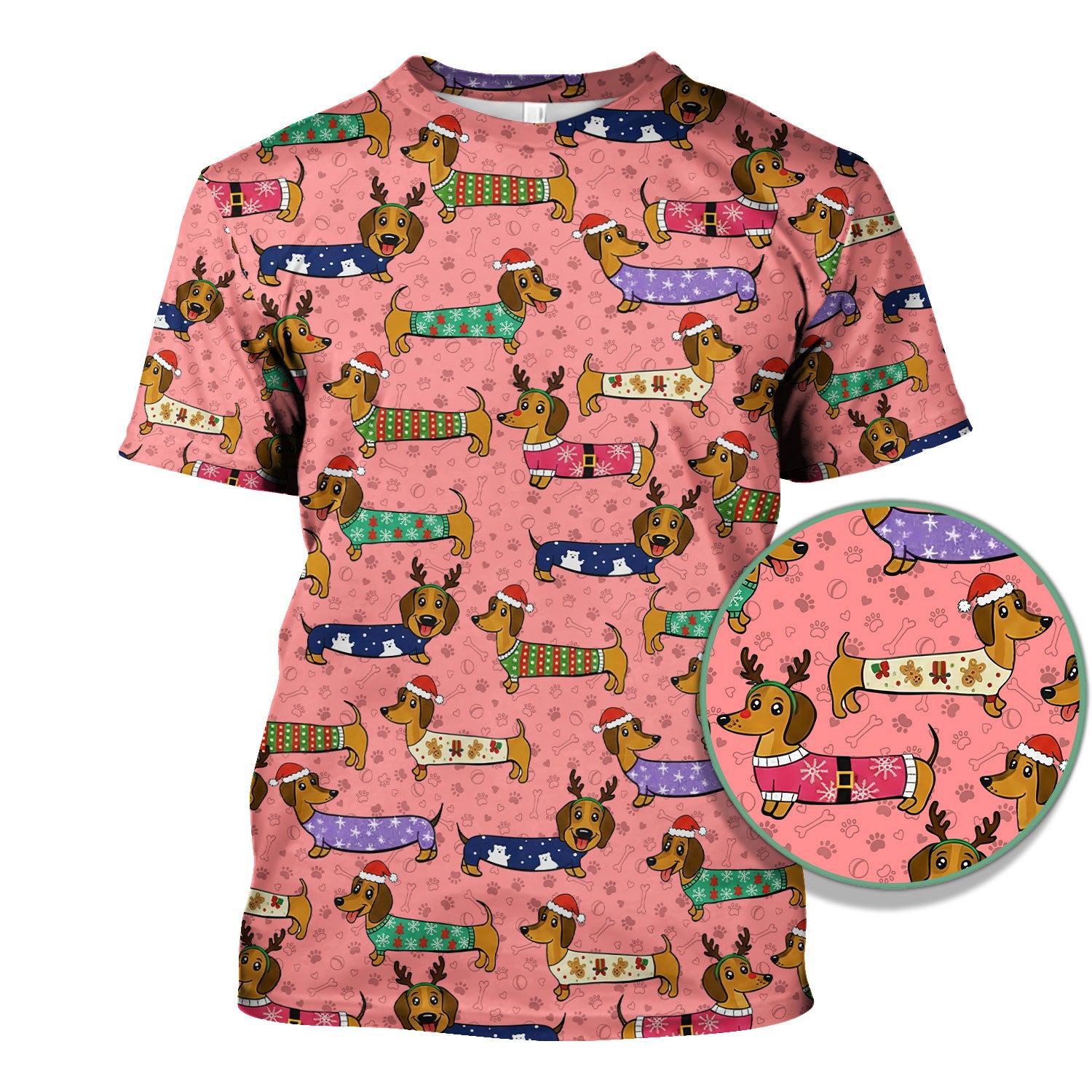 Christmas Dachshund Scrub Top for Women - Cute Dog Nursing Uniform with Pockets - Holiday Reindeer Wiener Dog Shirt - Funny Vet Tech Workwear