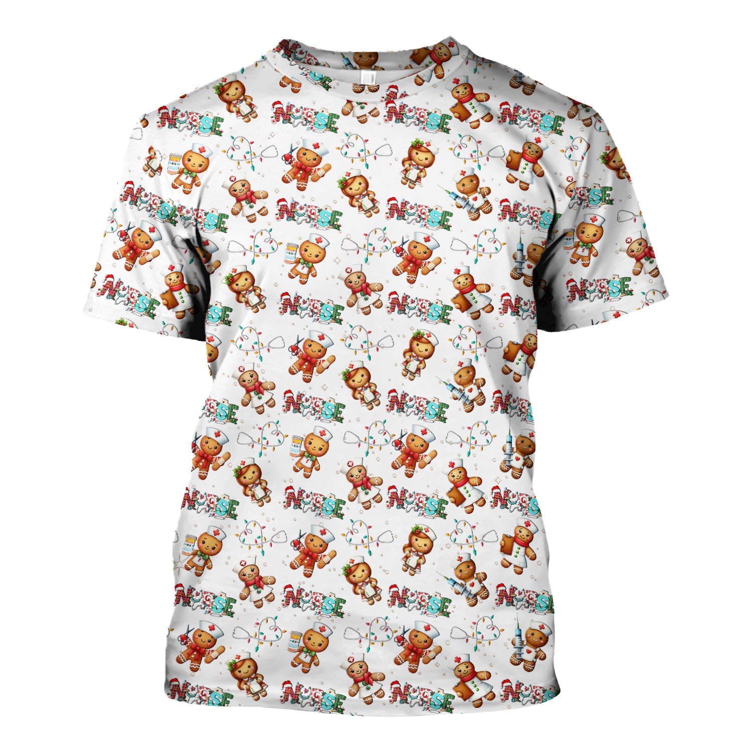Gingerbread Cookie Christmas Scrub Top - Funny Holiday Nurse Shirt - Cute Medical Uniform for RN CNA LPN LVN EN