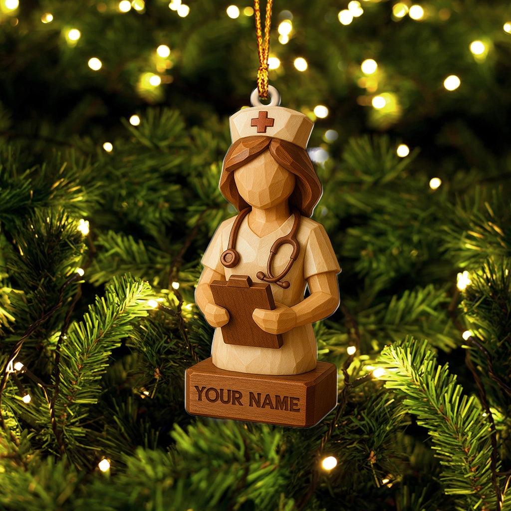 Custom Nurse Ornament, Personalized Nurse Figurine, Xmas Healthcare Gift for Nursing