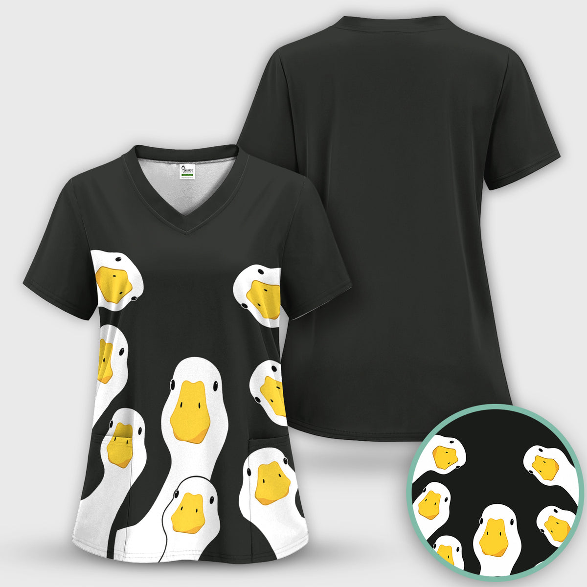 Funny Peekaboo Goose Faces Scrub Top, Comfortable Scrubs for Nurses