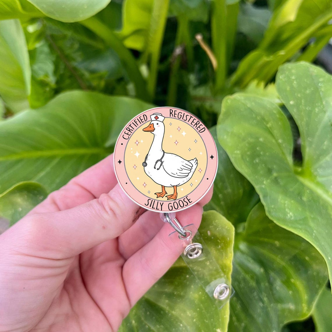 Funny Goose Badge Reel, Silly Nurse ID Holder, Retractable Work Badge, Gift for RN LPN CNA ER