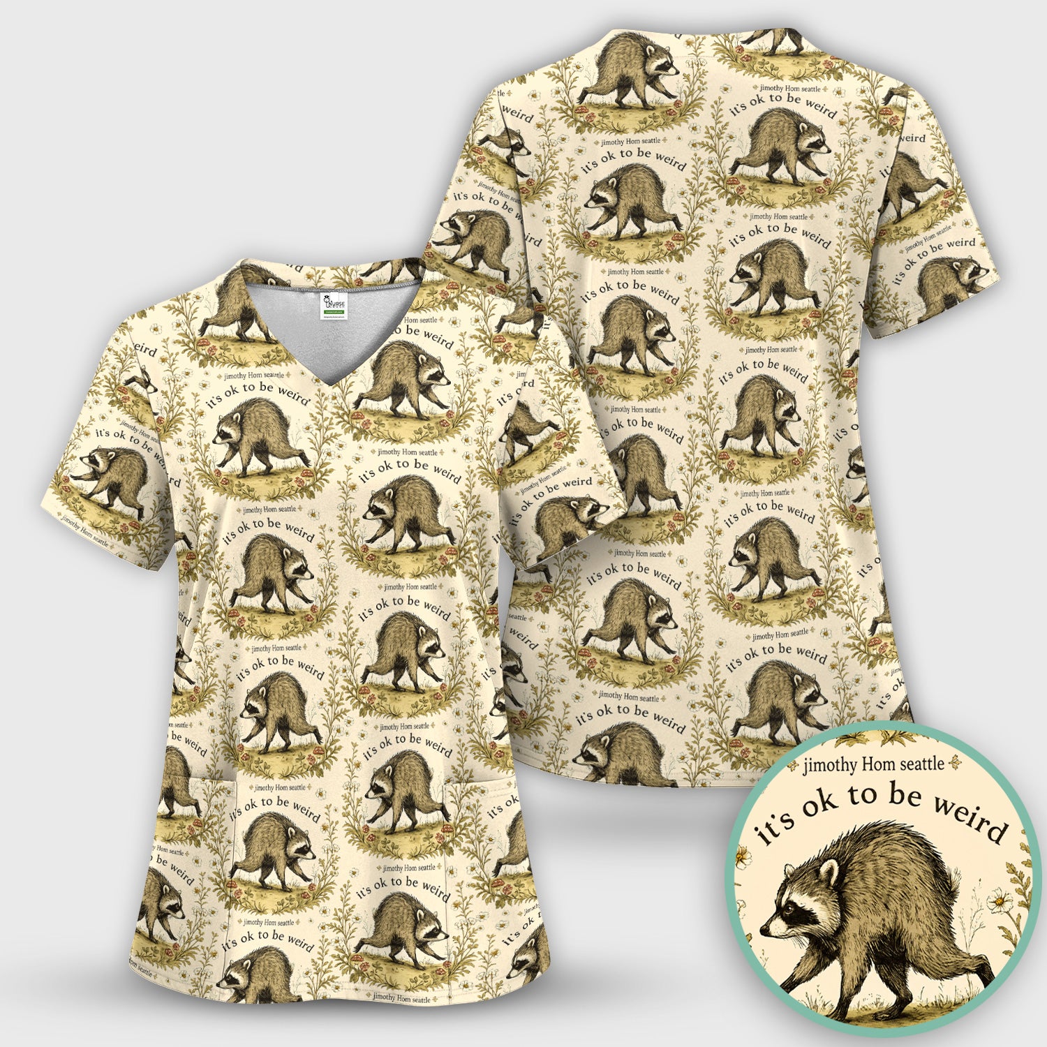It's OK To Be Weird with Jimothy Scrub Top, Comfortable Scrubs for Nurses