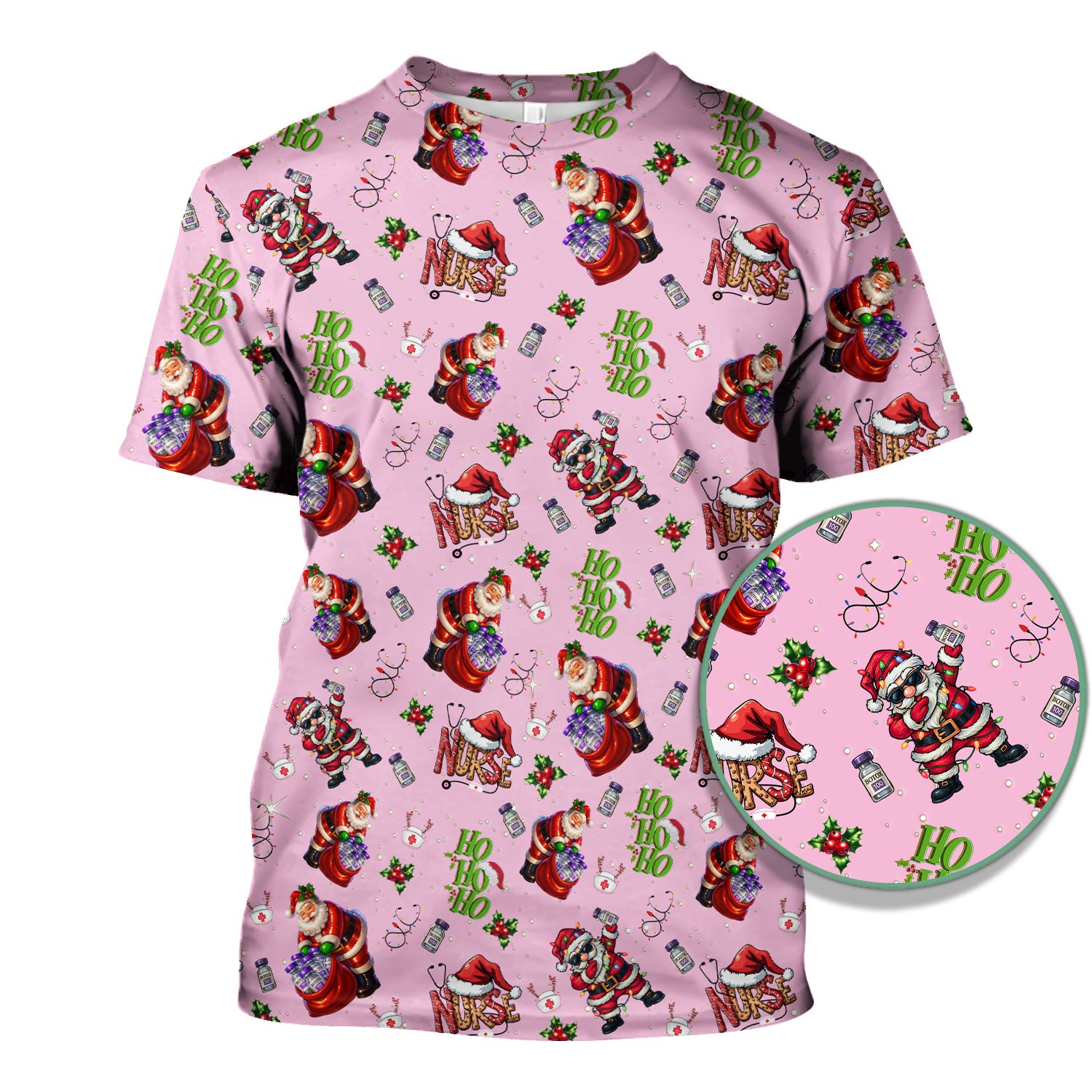 Santa Nurse Christmas Scrub Shirt - Funny Holiday Scrub Top Multi Colors - Cute Nursing Work Shirt with Pockets