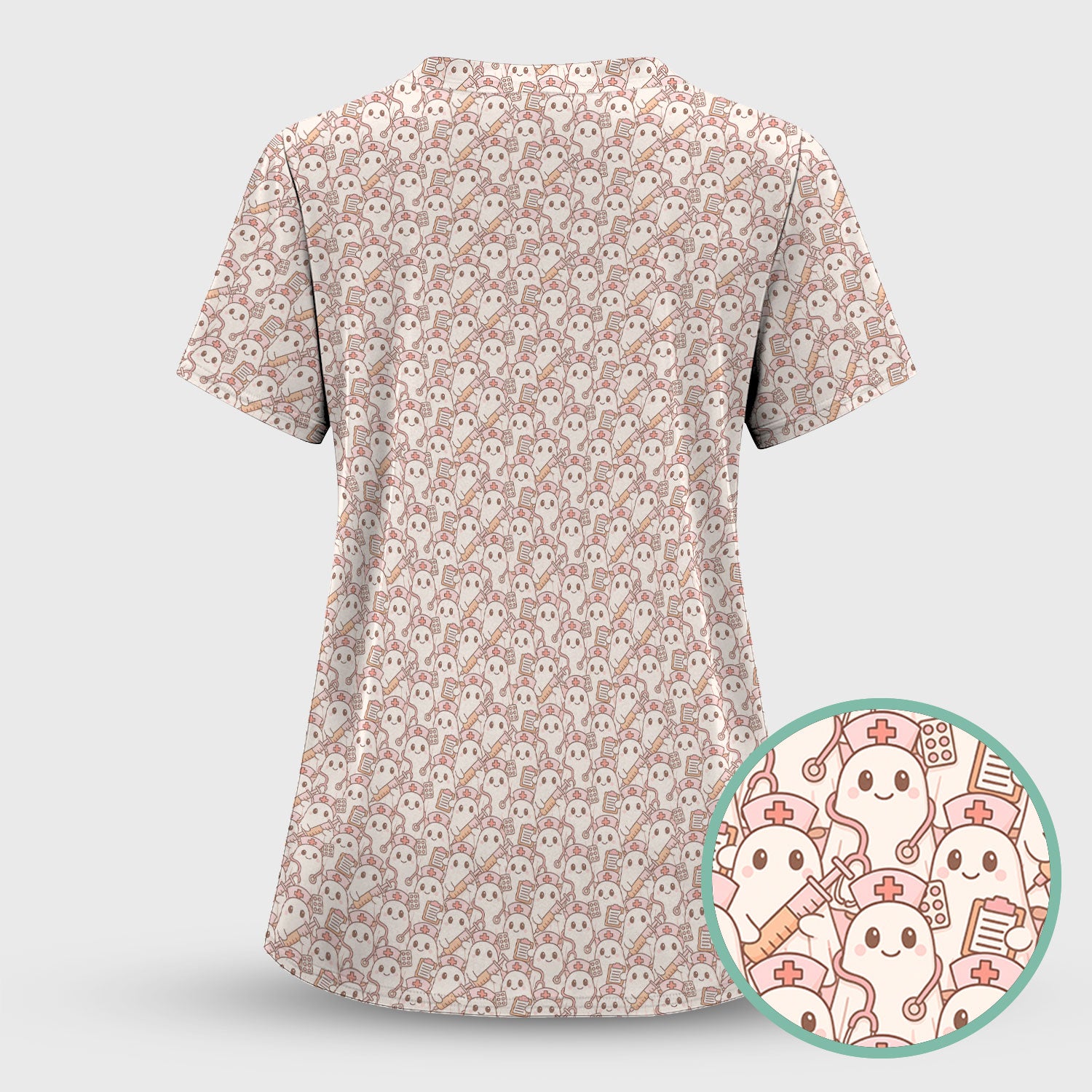 Cute Ghost Nurse Shirt - Spooky Ghost with Syringe & Pills Graphic Tee - Gift for Women RN LPN & Pediatric Nurses