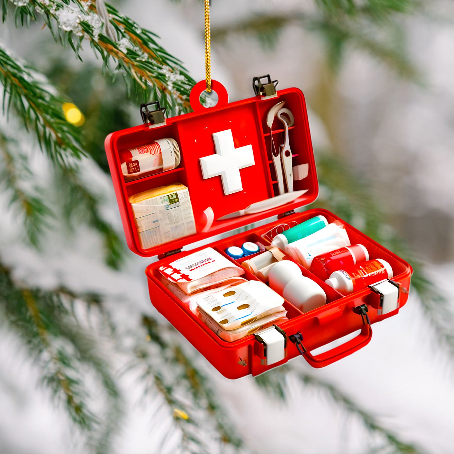 First Aid Kit Christmas Ornament, Emergency Health Kit, RN LPN CNA Healthcare Workers Gift