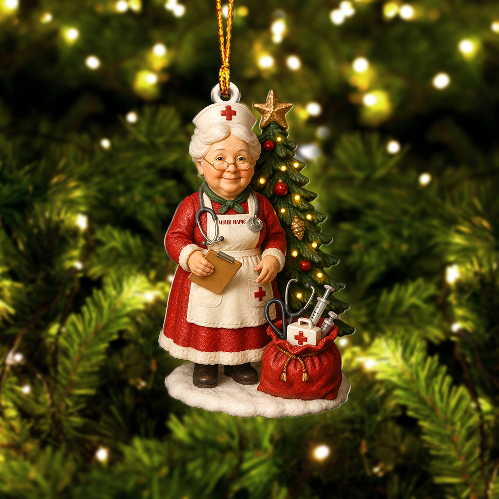 Custom Name Nurse Grandma Ornament, Nursing Christmas Tree Decor, Personalized Holiday Gift For RN & Healthcare Workers