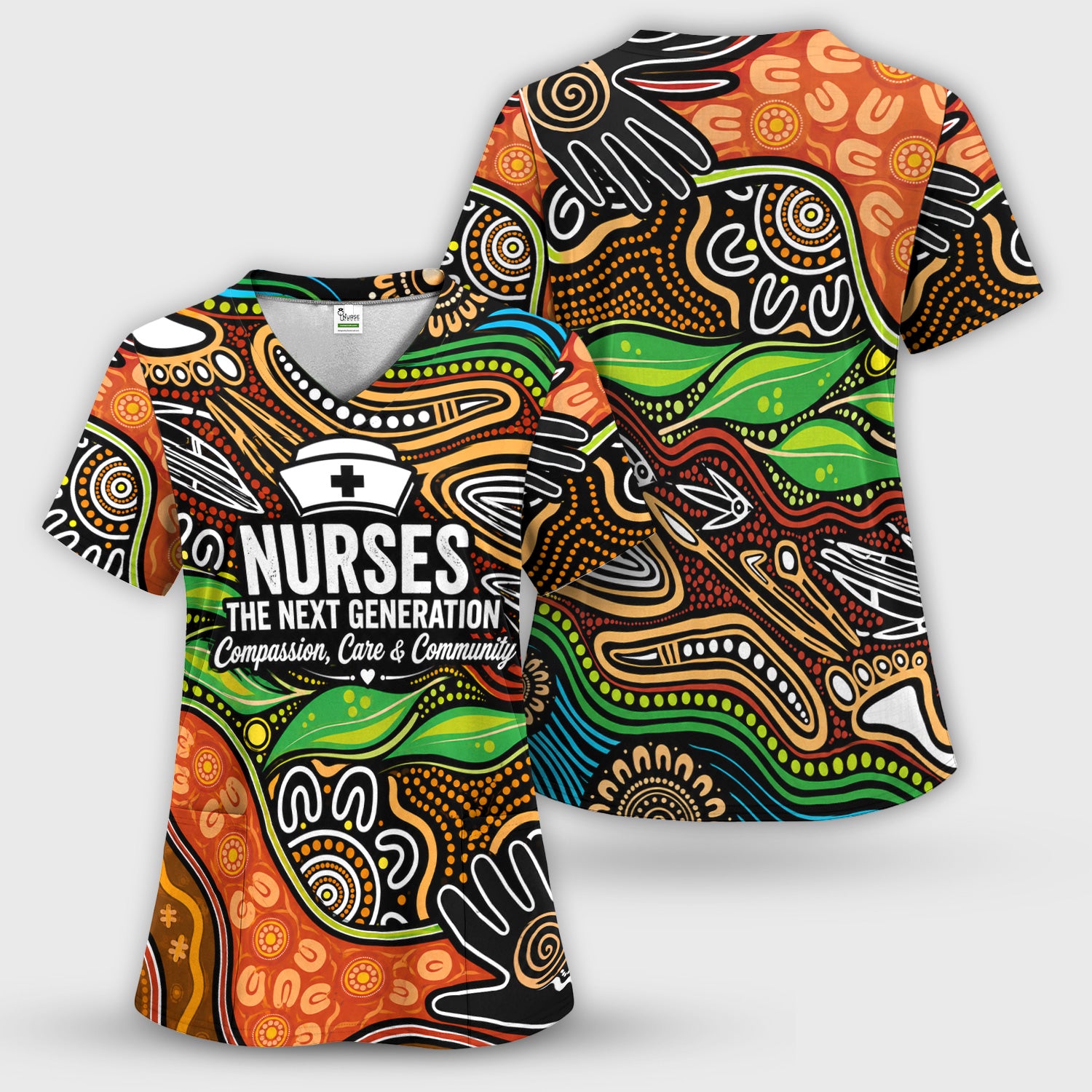 Dot Art Nurse Quote Pattern Scrub Top, Comfortable Scrubs for Nurses