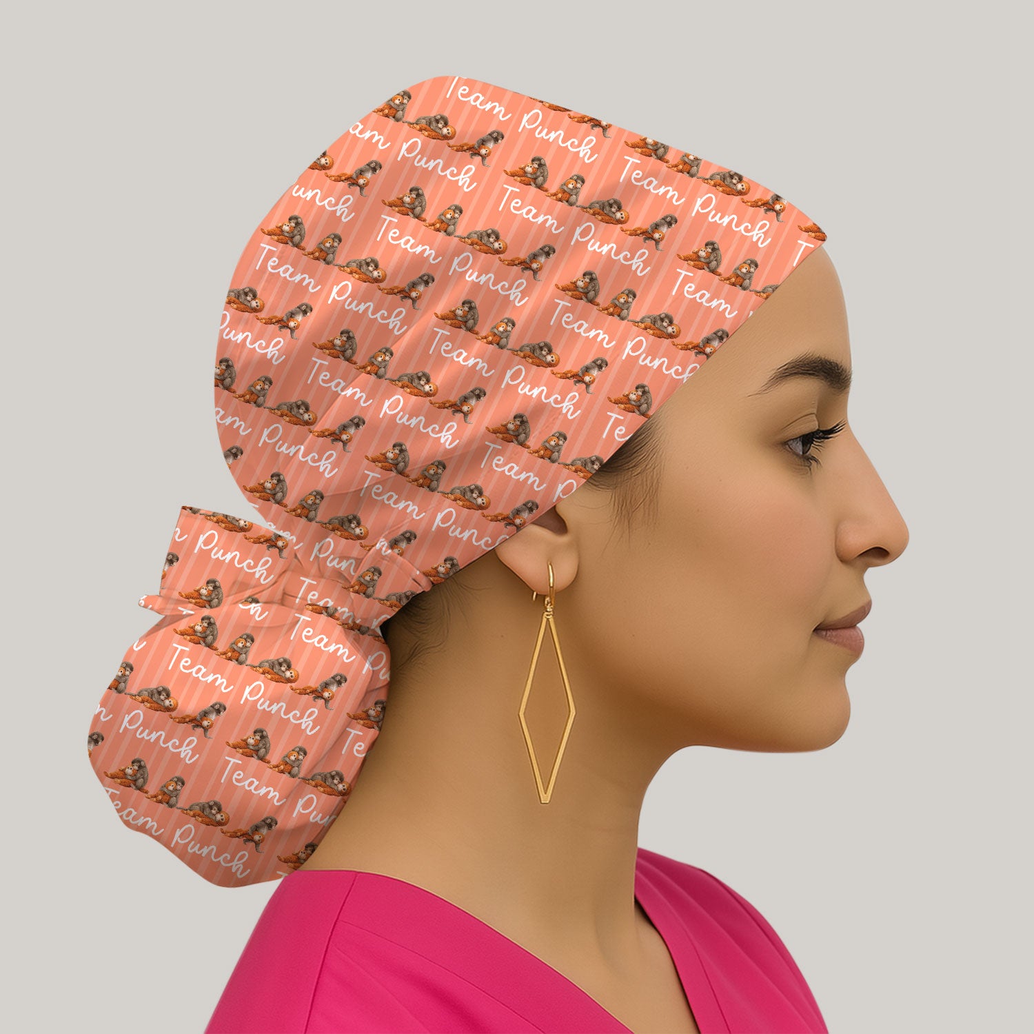 Funny Monkey Team Punch Pattern Print Cap, Adjustable Nurse Surgical Cap