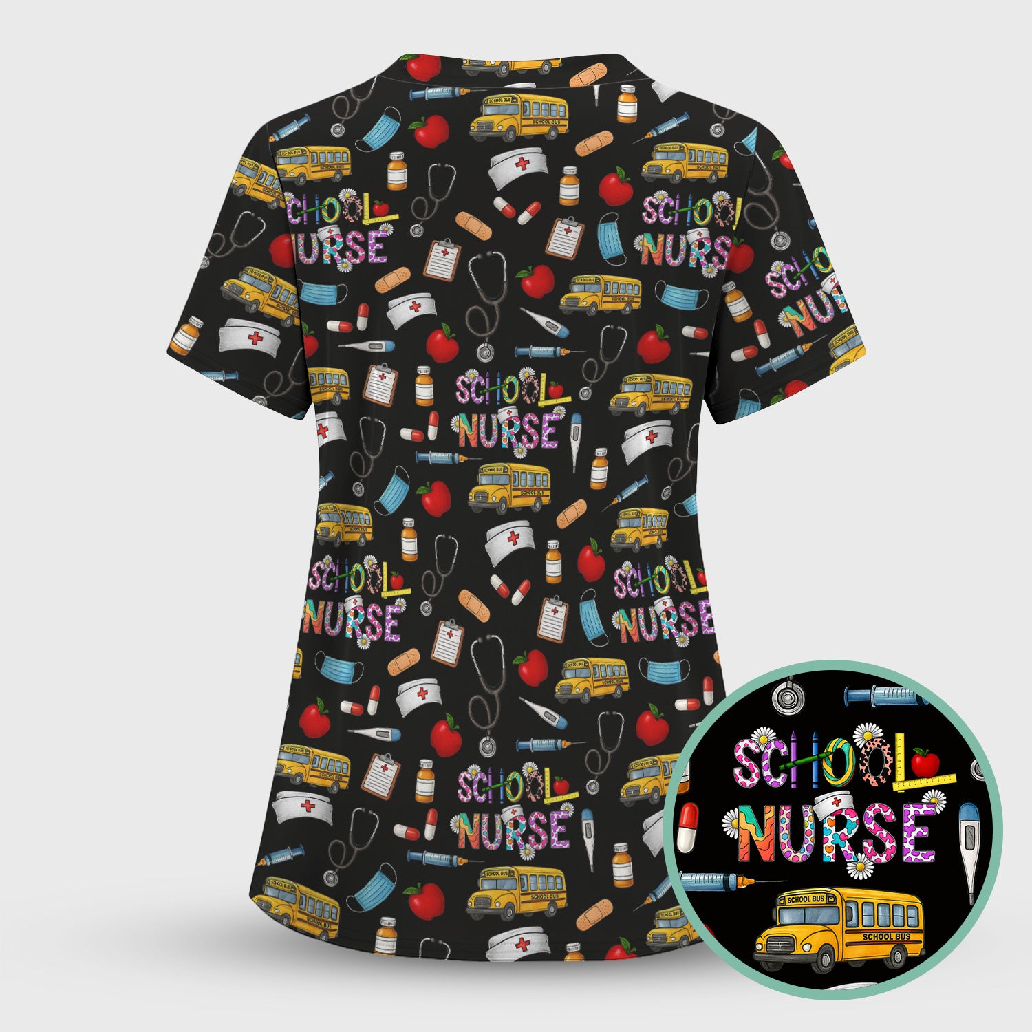 Funny School Nurse Life Scrub - School Nurse Quote & Cute Medical Icons Graphic - Gift for Women RN LPN