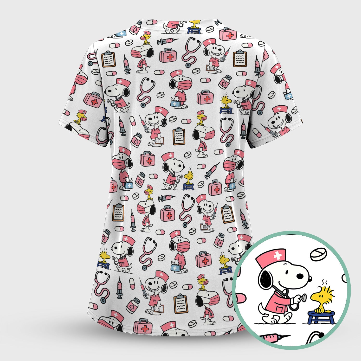 Custom Scrub Top for Nurses - Funny Snoopy Medical Scrub Shirt Multi Color - Cute Nursing Scrub Shirt with Handy Pockets