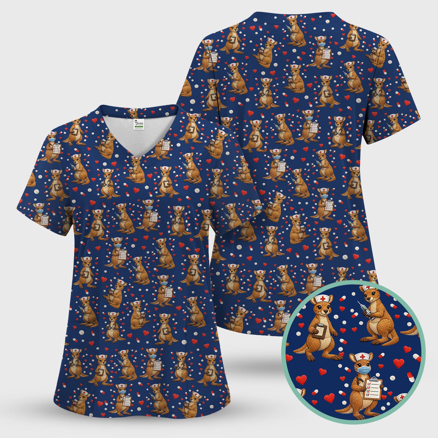 Kangaroo Nurse Scrub Set, Cute Medical Uniform For Women, Comfortable Scrubs For Nurses