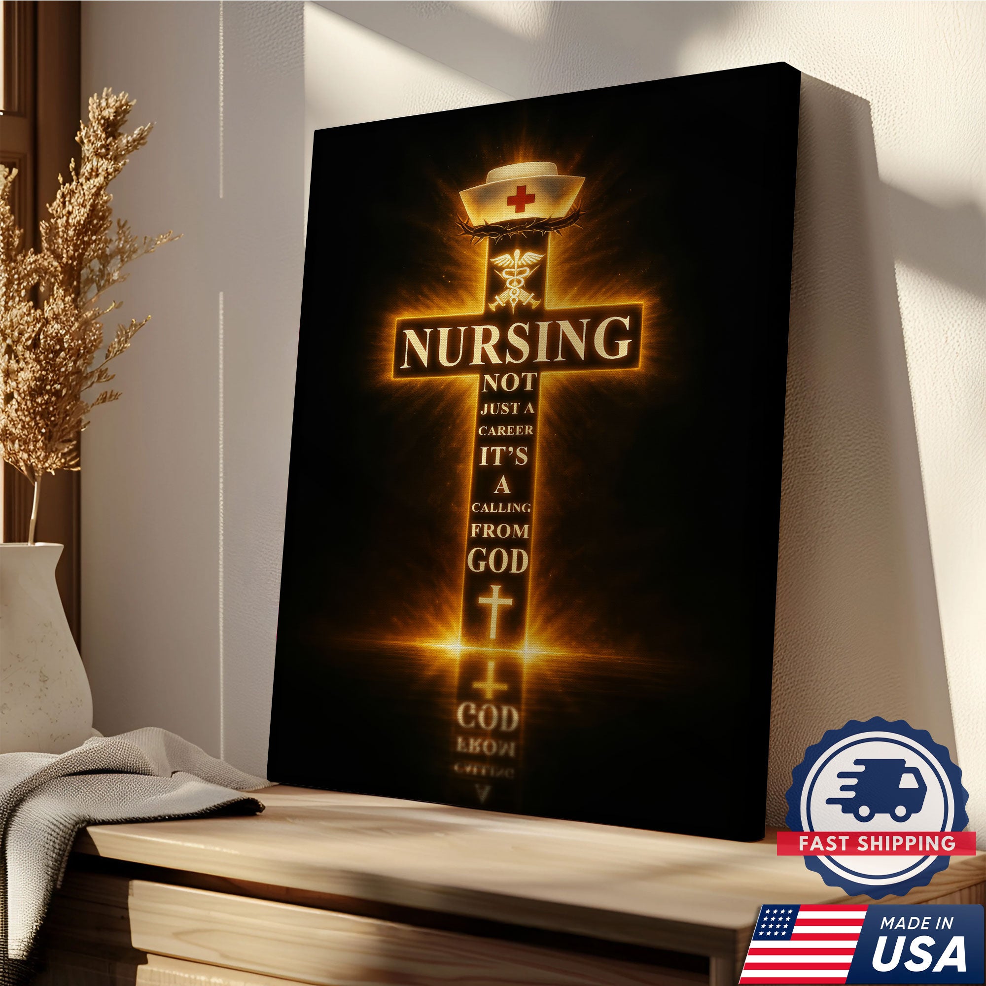 Nursing Not Just A Career Its A Calling From God Canvas, Christian Faith Gift for RN LPN CNA