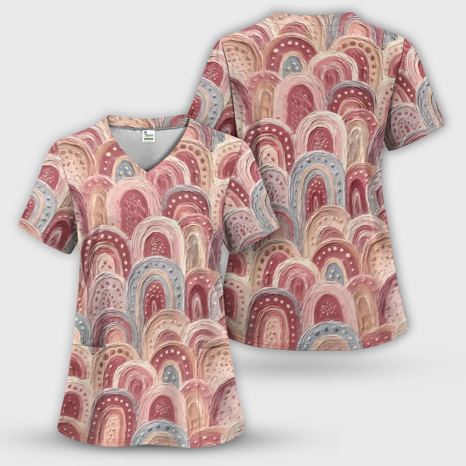 Aboriginal Dot Painting Scrub Top, Tracks And Dreamtime Journey Lines Medical Pattern Shirt, Breathable Fabrics Nursing Uniform