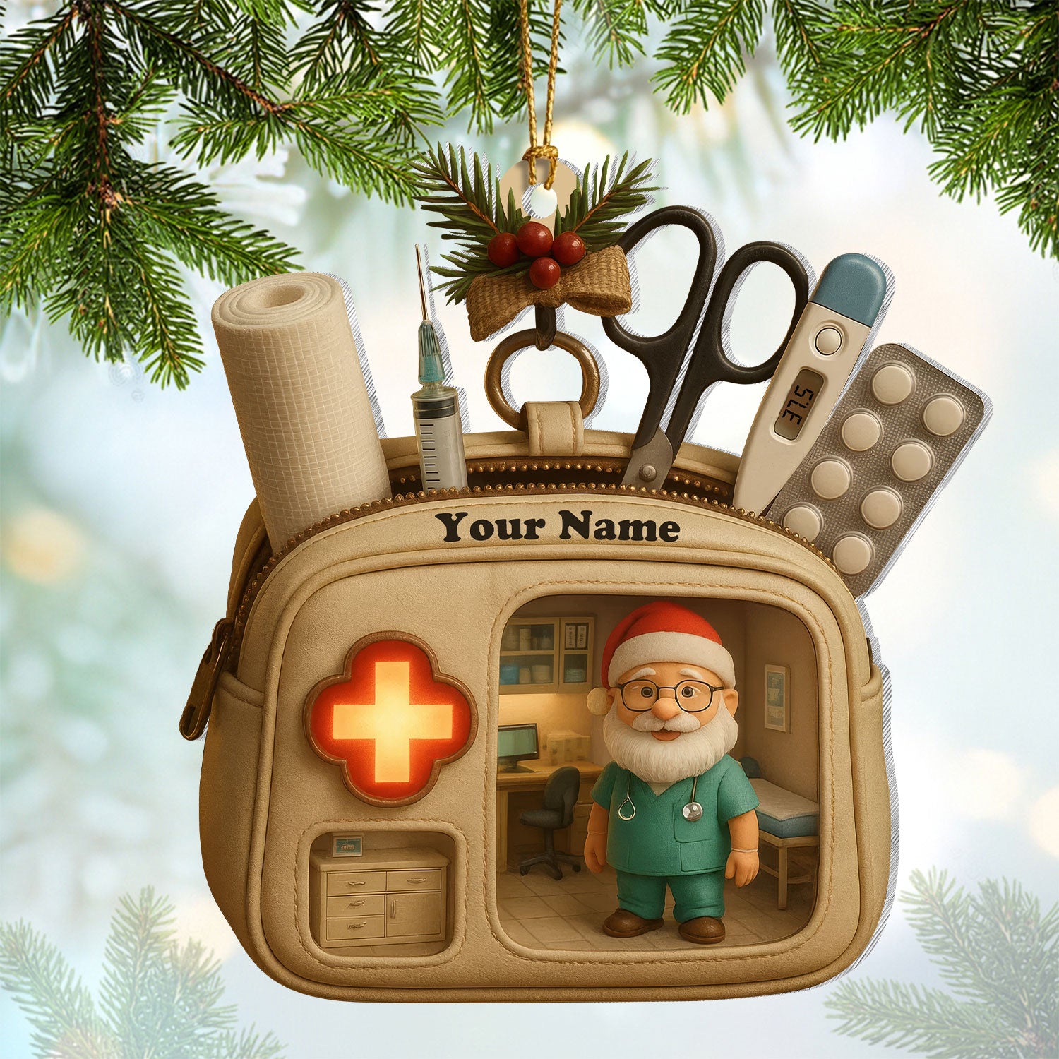 Custom Name Doctor Nurse Ornament, Medical Bag Christmas Decoration, RN LPN CNA Gift