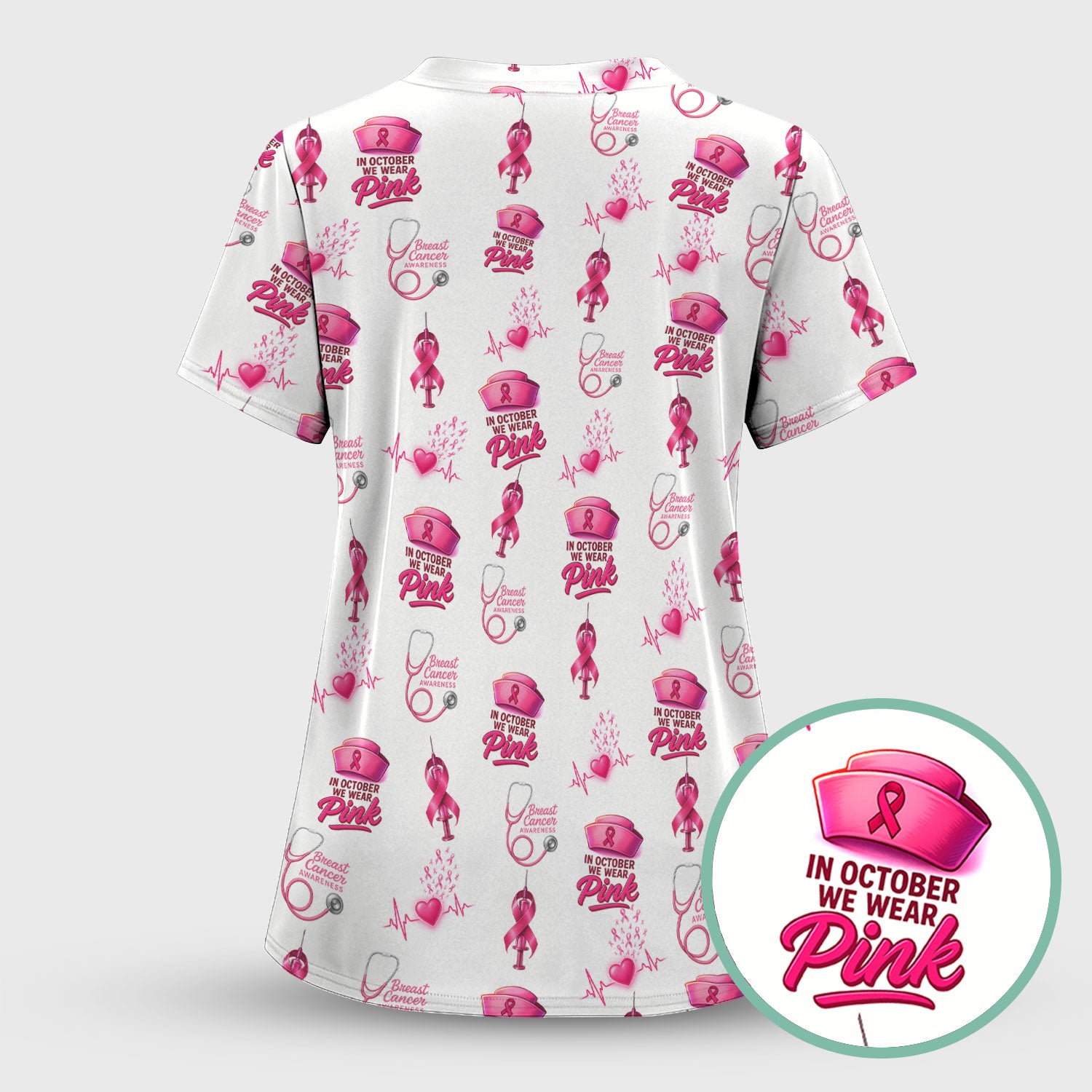 Breast Cancer Awareness Nurse Shirt - Supportive Nurse October Graphic Tee - Gift for RN LPN Healthcare Workers