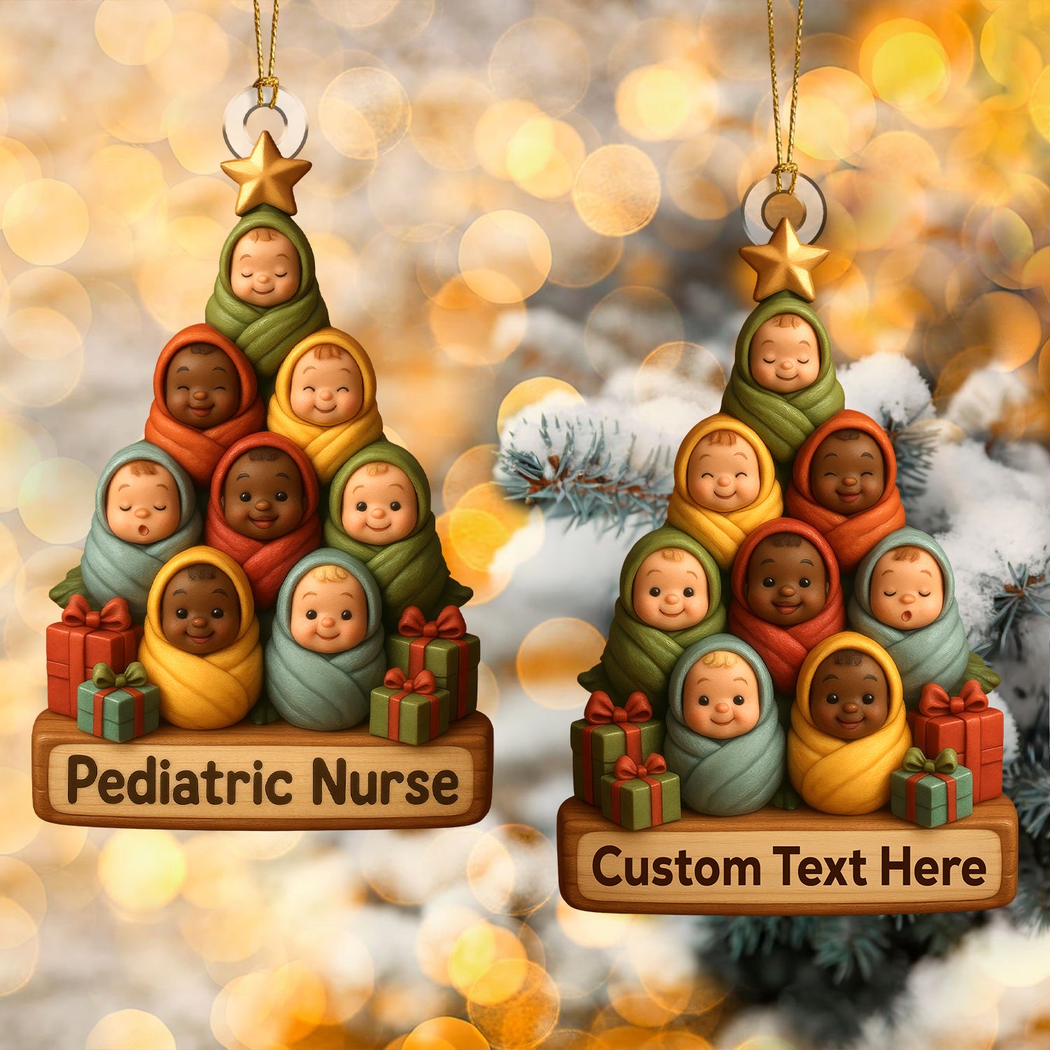 Personalized Pediatric Nurse Christmas Ornament , Nursing Ornament With Custom Name, Nurse Xmas RN Gift