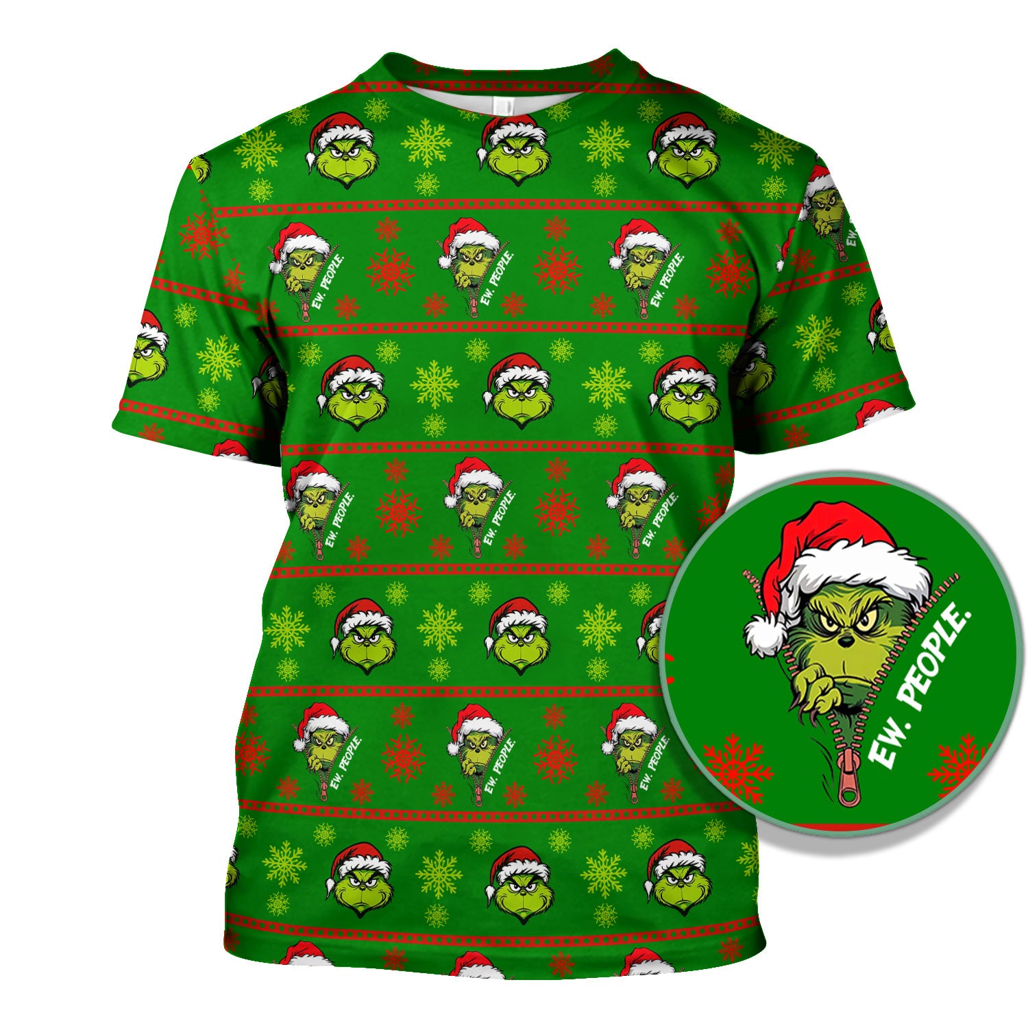 Grinch Scrub Top for Nurses - Christmas Holiday “Ew, People” Medical Uniform - Xmas Gift for RN CNA LPN