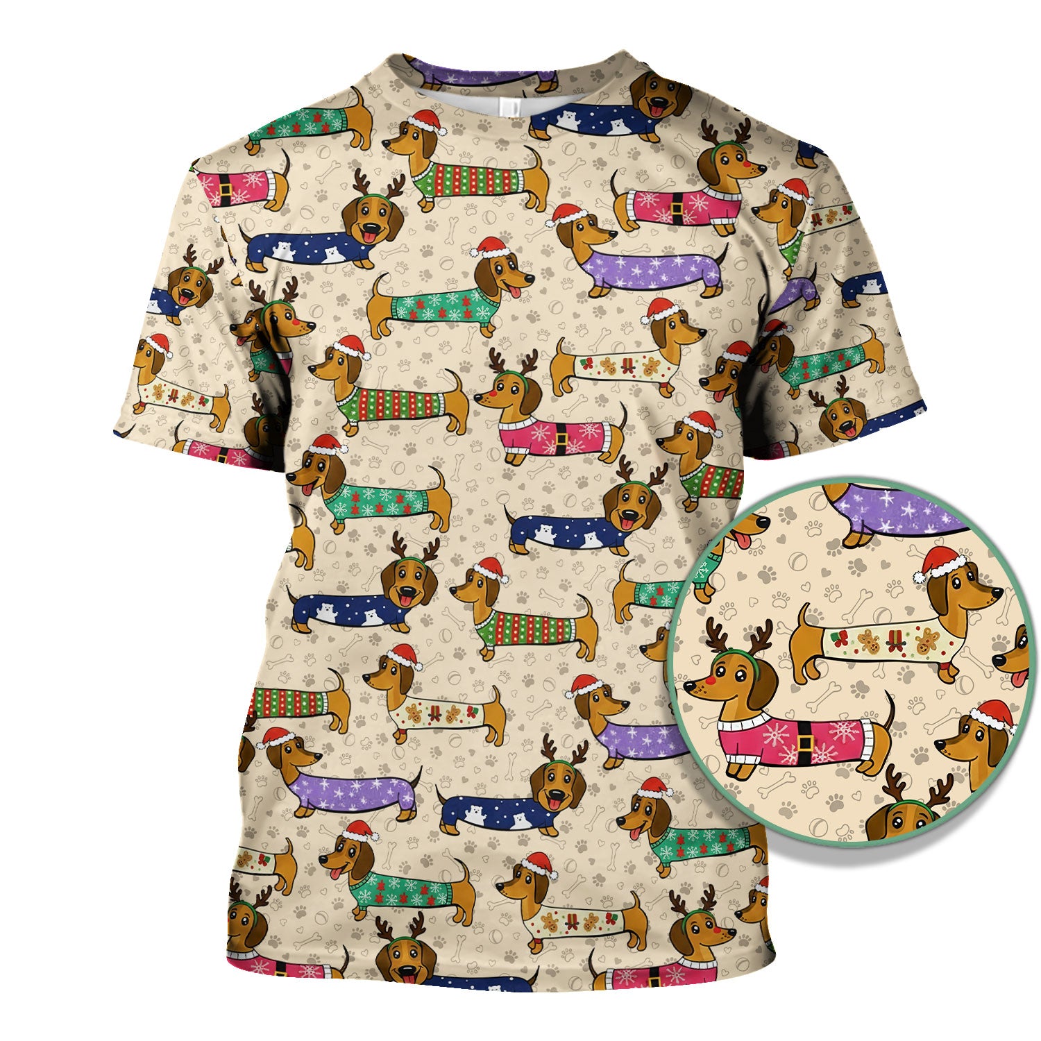 Funny Dachshund Dog Christmas Scrub Top for Nurses - Holiday Reindeer Wiener Dog Shirt - Cute Vet Tech Uniform Gift