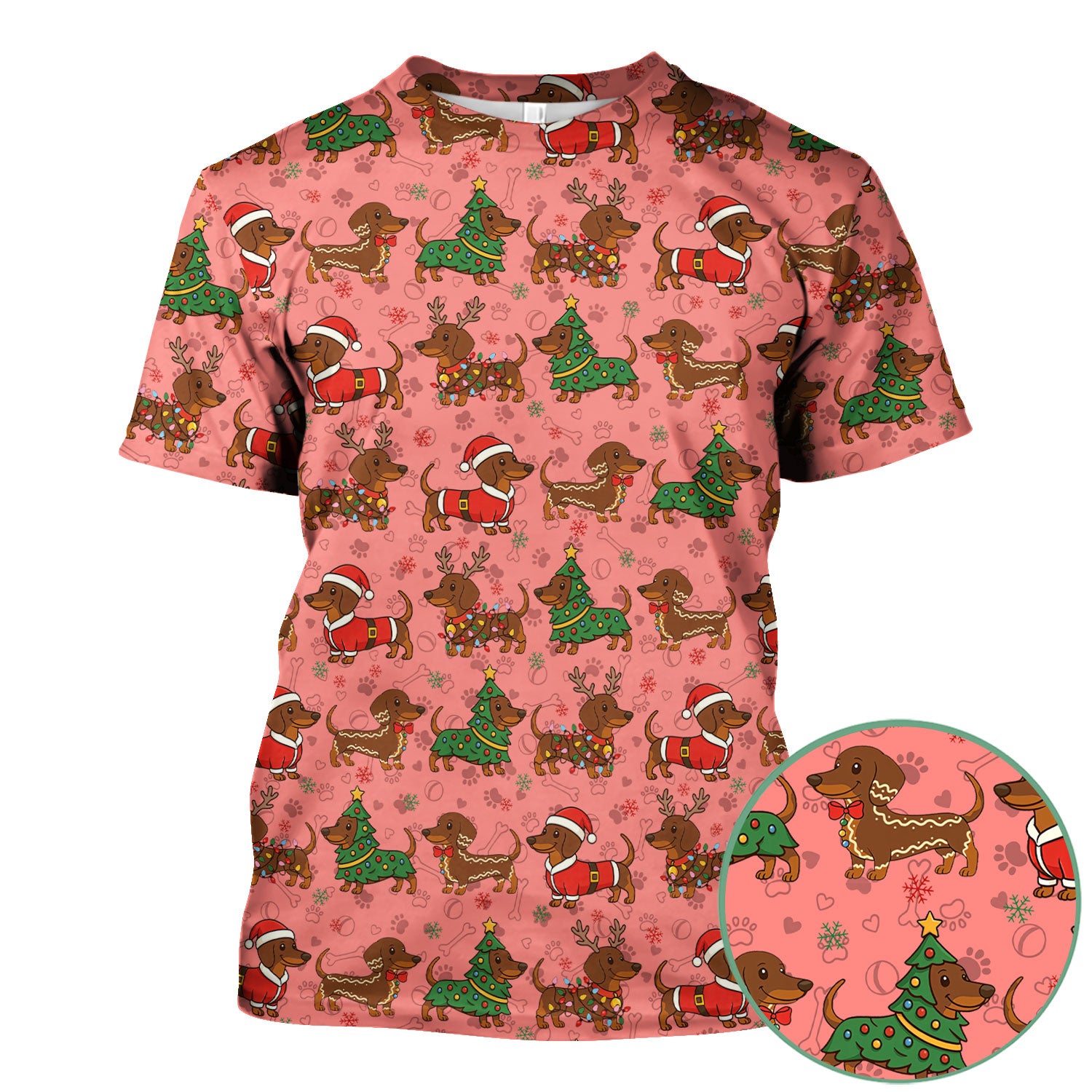 Holiday Dachshund Christmas Scrub Top - Funny Wiener Sausage Dog Nurse Shirt - Adorable Dog Lover Gift for RN CNA LPN