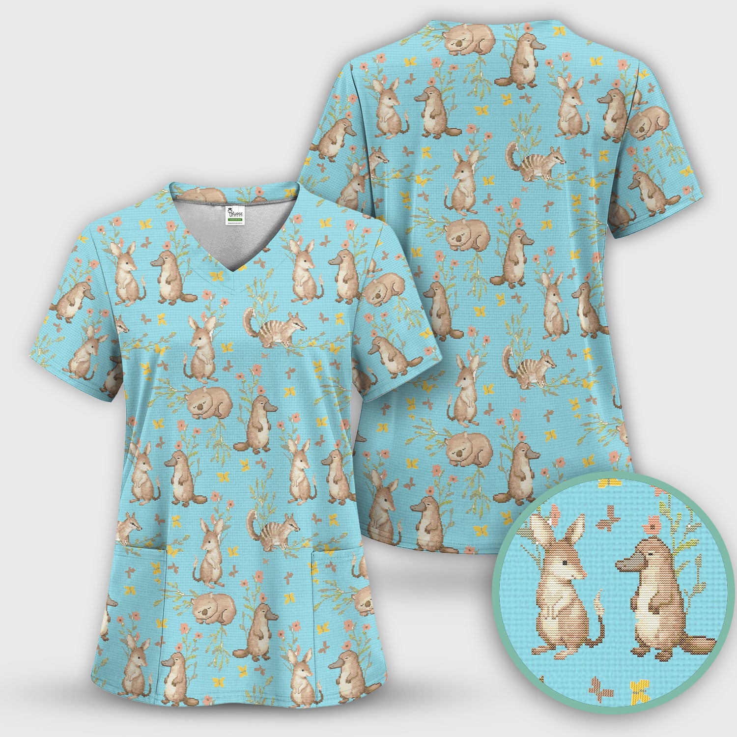 Australian Baby NICU Nurse Scrub Top, Pediatric Nursing Uniform, Comfortable Scrubs For Nurses