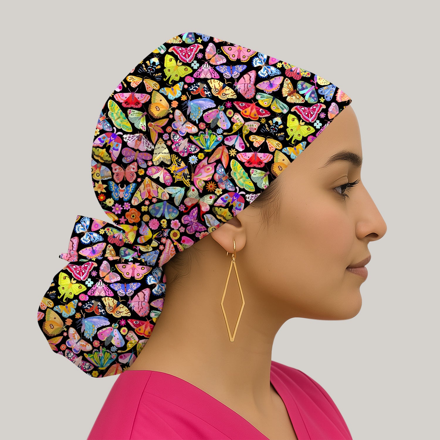 Cute Bright Butterfly Moth Floral Scrub Cap, Surgical Caps for Doctors