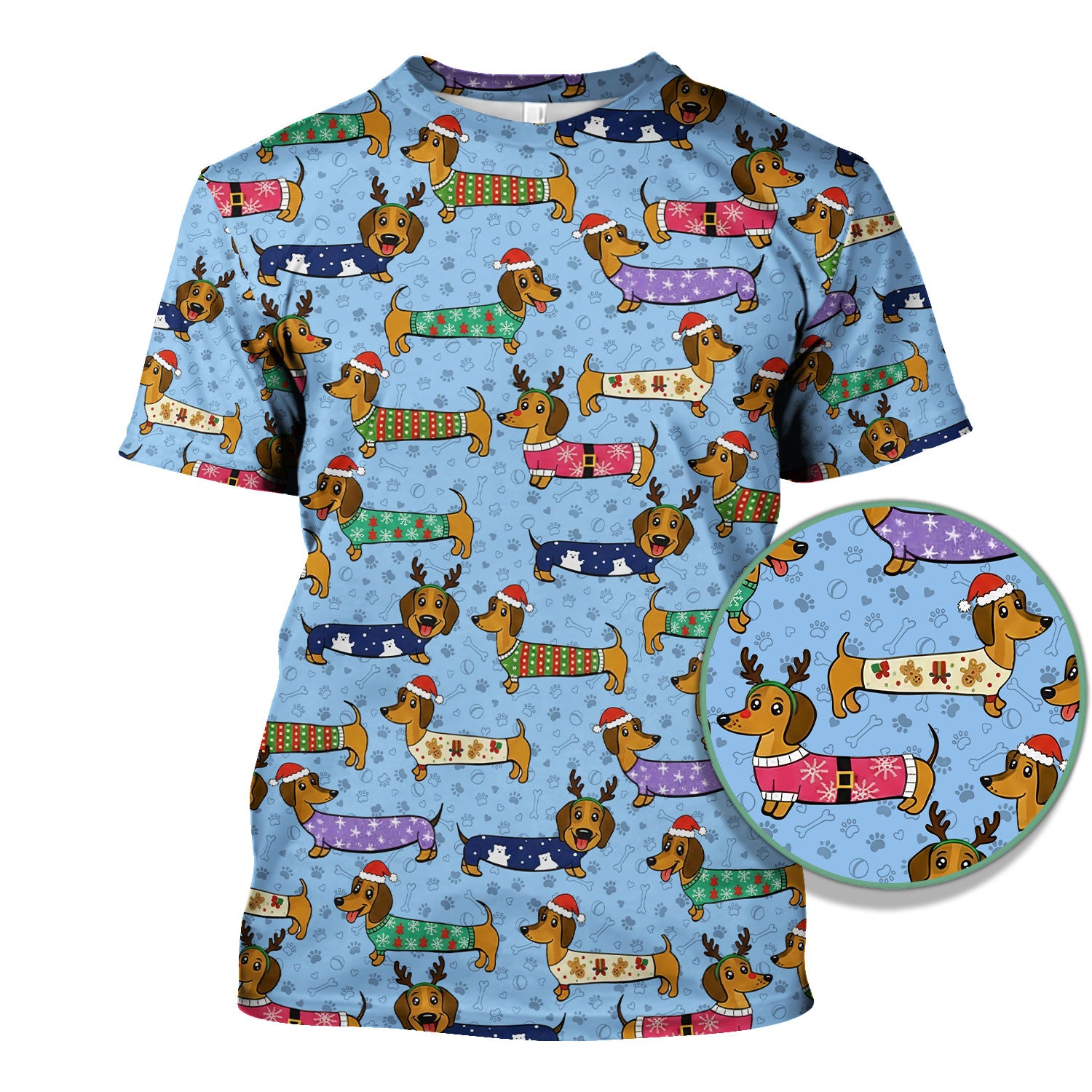 Funny Dachshund Dog Christmas Scrub Top for Nurses - Holiday Reindeer Wiener Dog Shirt - Cute Vet Tech Uniform Gift