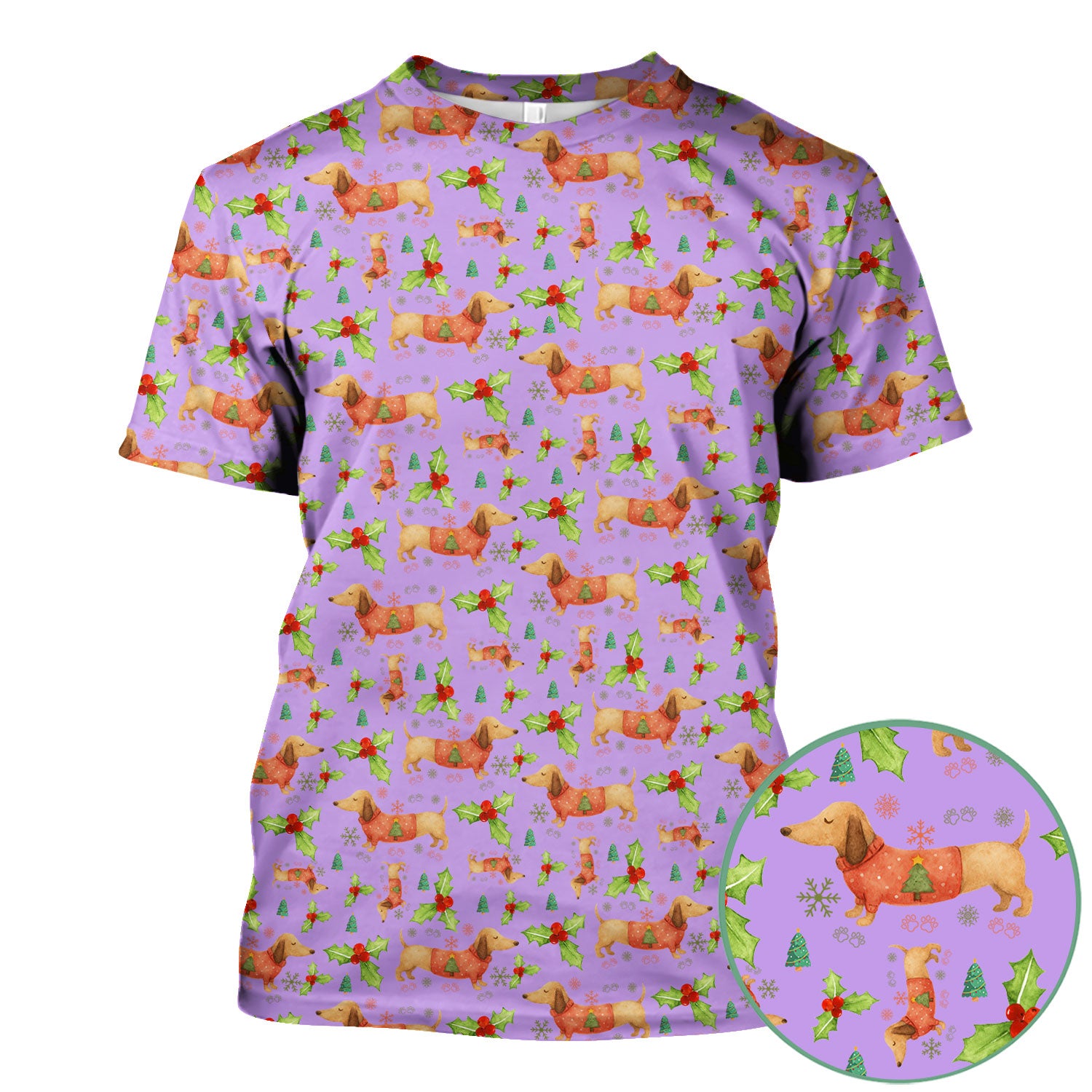 Festive Dachshund Scrub Top - Cute Sausage Dog Christmas Medical Uniform - Wiener Puppy Lover Gift