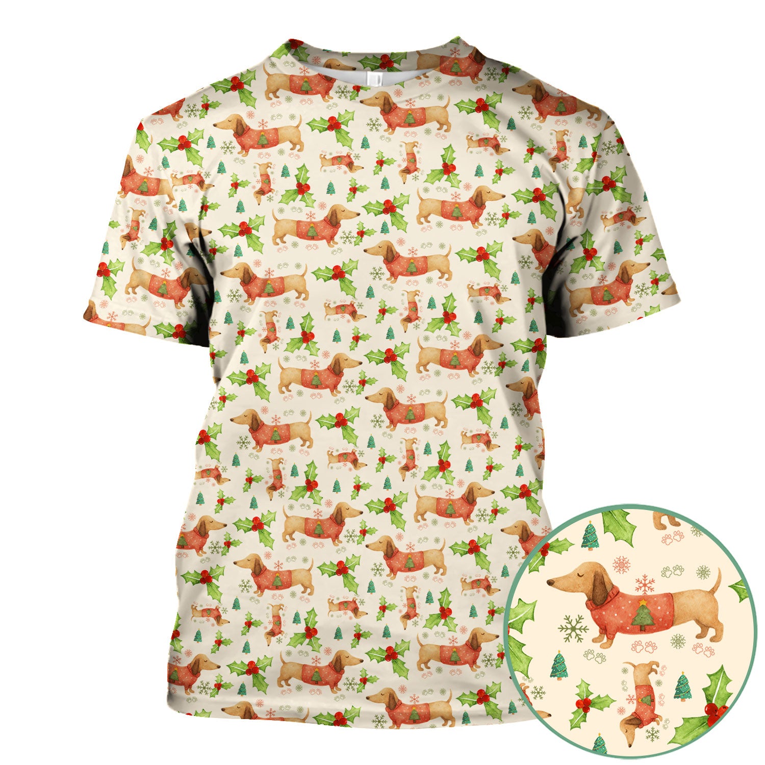 Festive Dachshund Scrub Top - Cute Sausage Dog Christmas Medical Uniform - Wiener Puppy Lover Gift