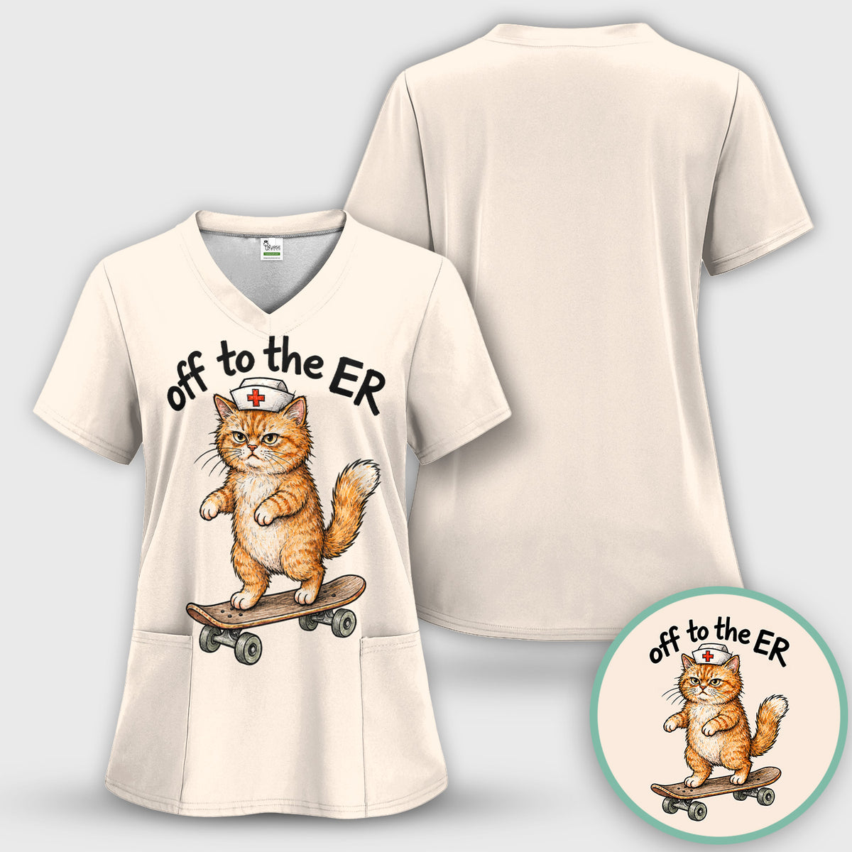 Off To The ER Skateboarding Cat T-Shirt
