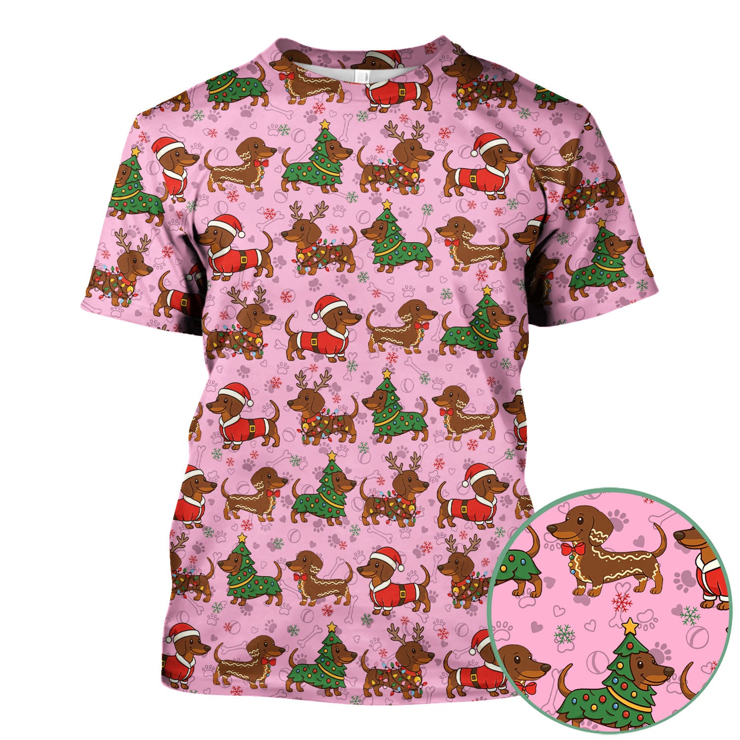 Holiday Dachshund Christmas Scrub Top - Funny Wiener Sausage Dog Nurse Shirt - Adorable Dog Lover Gift for RN CNA LPN