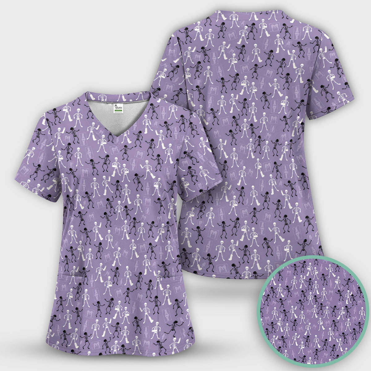 Halloween Orthopedic Skeleton Scrub Top, Comfortable Scrubs for Orthopedic Nurses