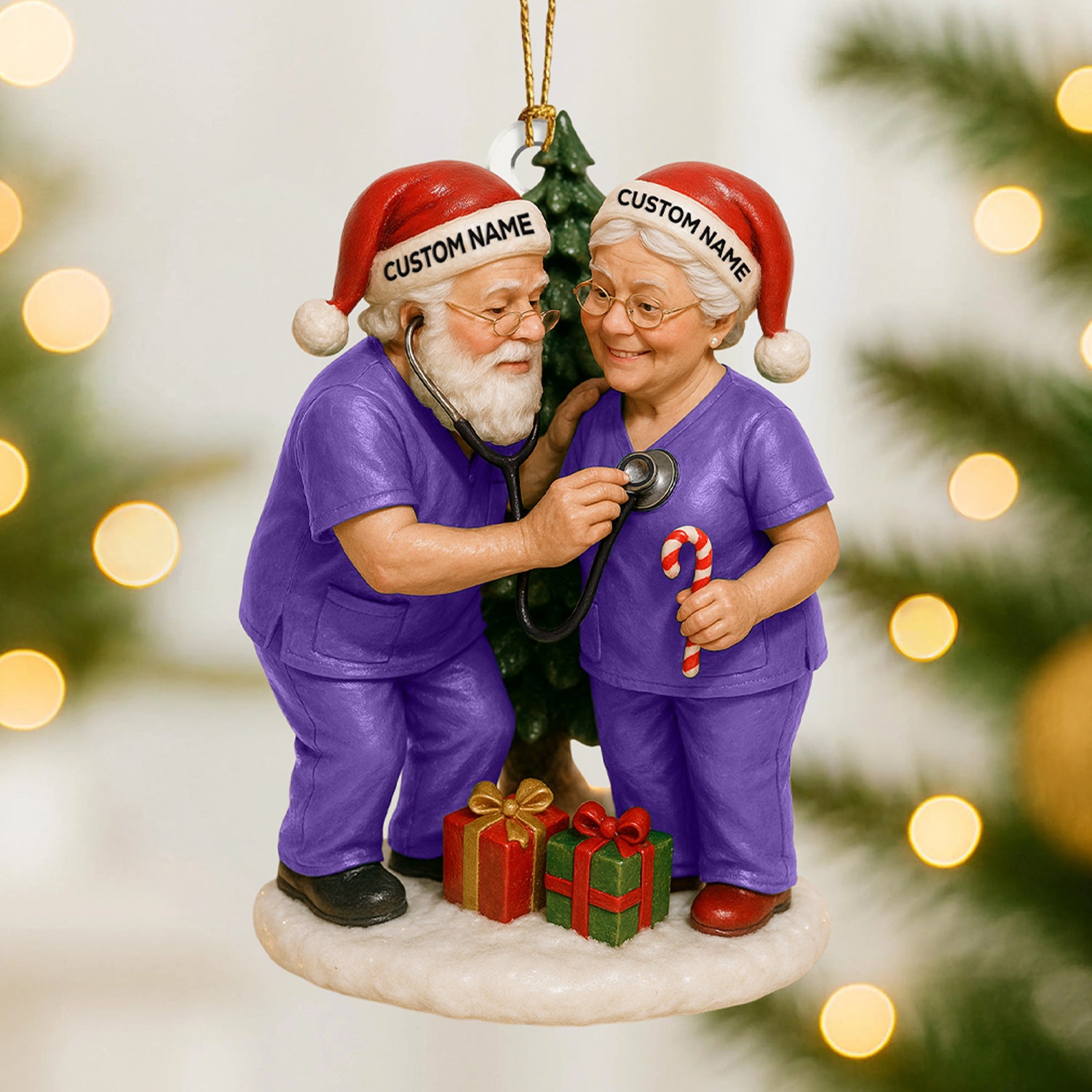 Personalized Nurse Couple Ornament, Custom Name Medical Staff Christmas Ornament, Doctor & Nurse Holiday Keepsake, Healthcare Worker Xmas Gift