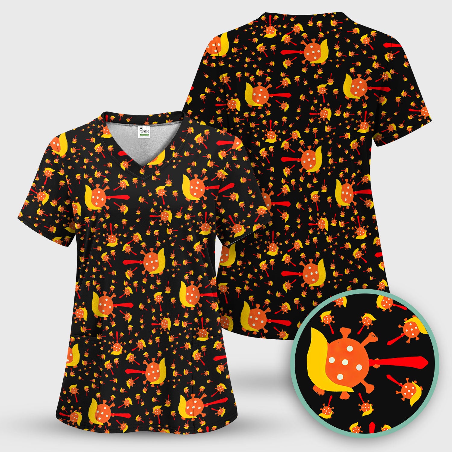 The Deadliest Virus Is Ignorance Scrub Top - Black Nursing Uniform - Comfortable Scrubs for Women