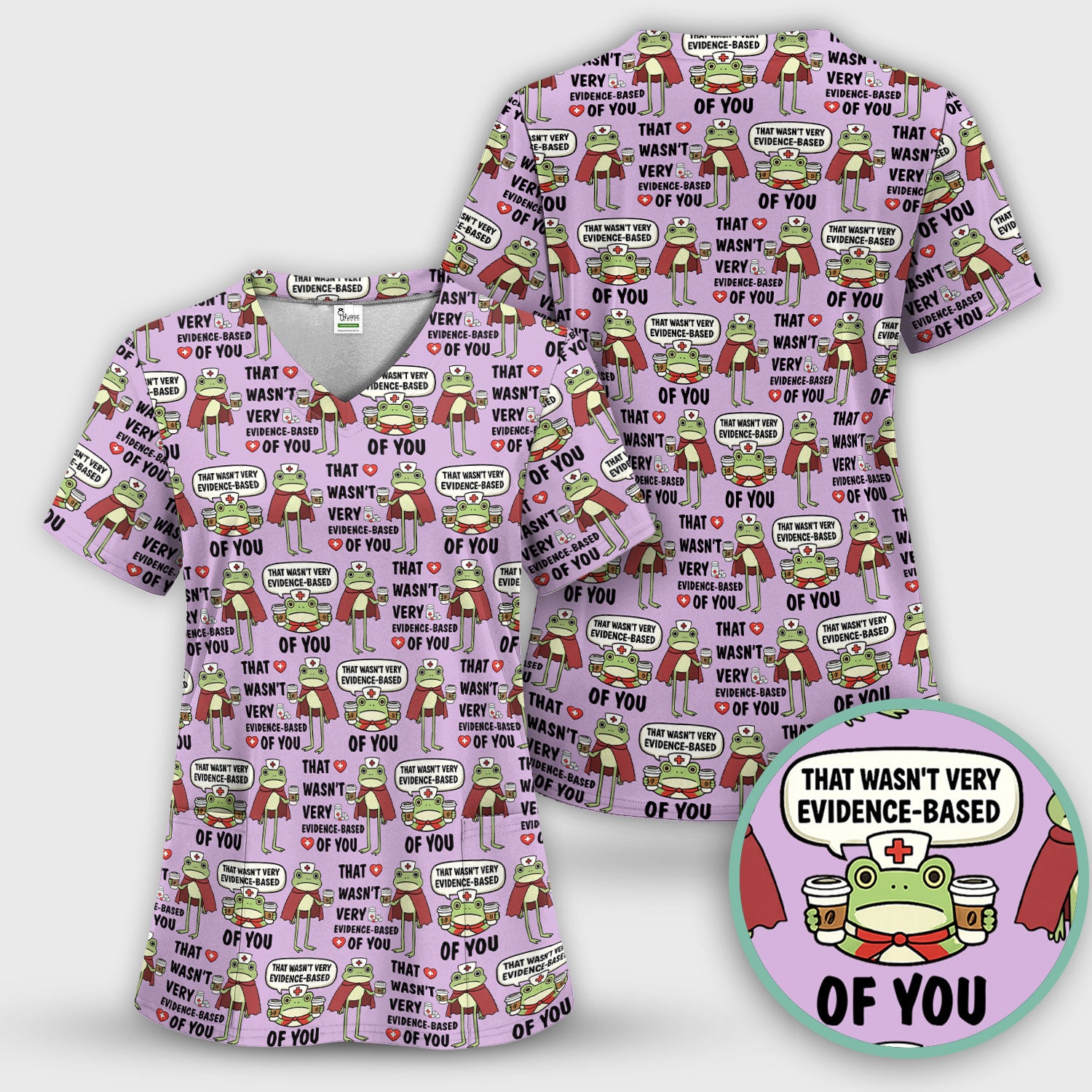 Funny Frog Nurse Quote Medical Pattern, Women's Scrub Set