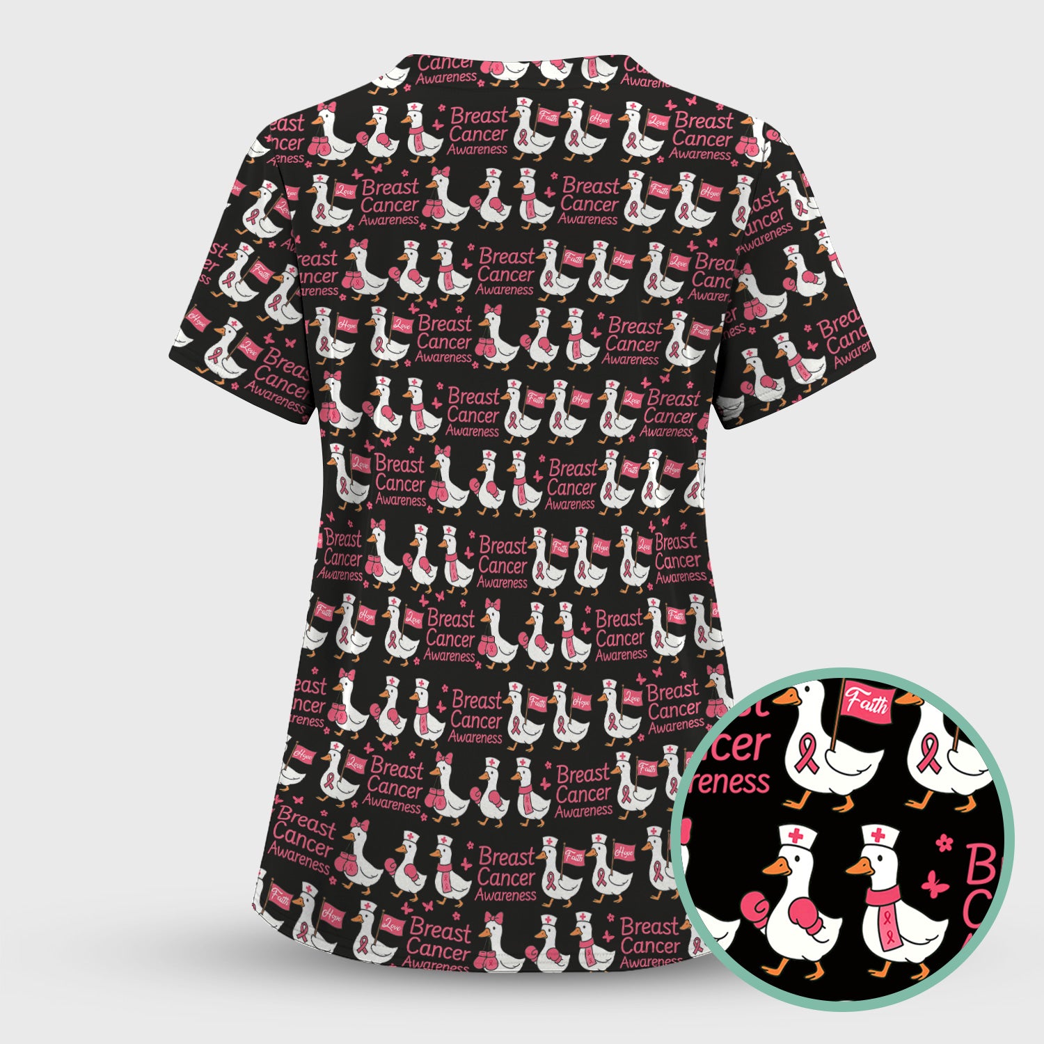 Breast Cancer Awareness Scrub Top - Cute Medical Uniform Scrub For Women - CNA RN LPN Gift