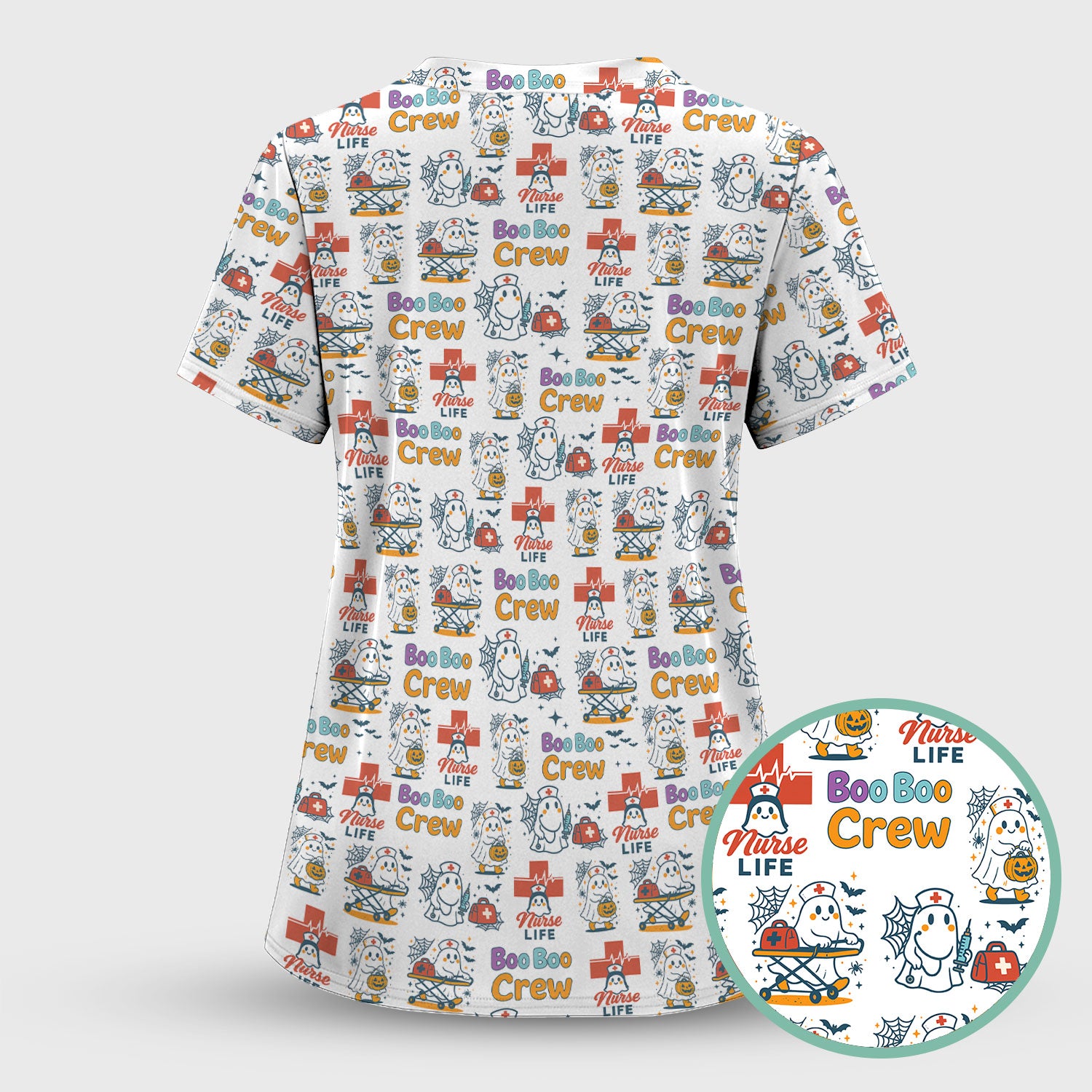 Cute Ghost Nurse Shirt for Halloween - Spooky Boo Boo Crew & Medical Icons Graphic Tee - Gift for ER LPN CNA Nurses