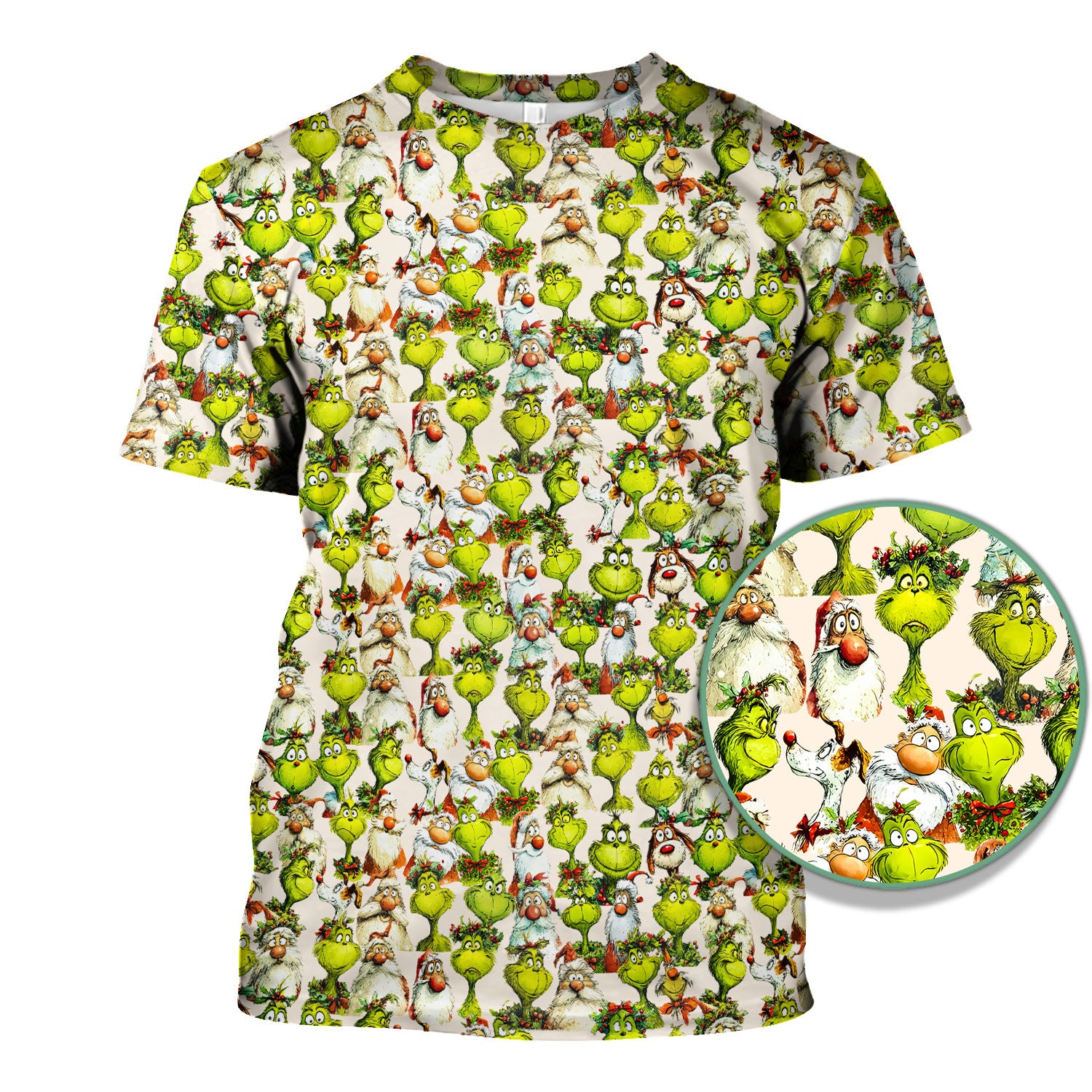 Funny Grinch Nurse Scrub Top Multi Color - Cartoon Characters Scrub Shirt - Cute Christmas Nursing Workwear with Pockets