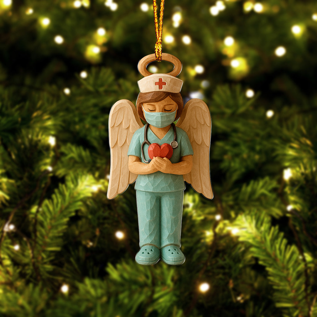 Personalized Nurse Angel Ornament, Custom Name Nursing Angel Christmas Gift, Guardian Nurse Holiday Decor for Healthcare Workers
