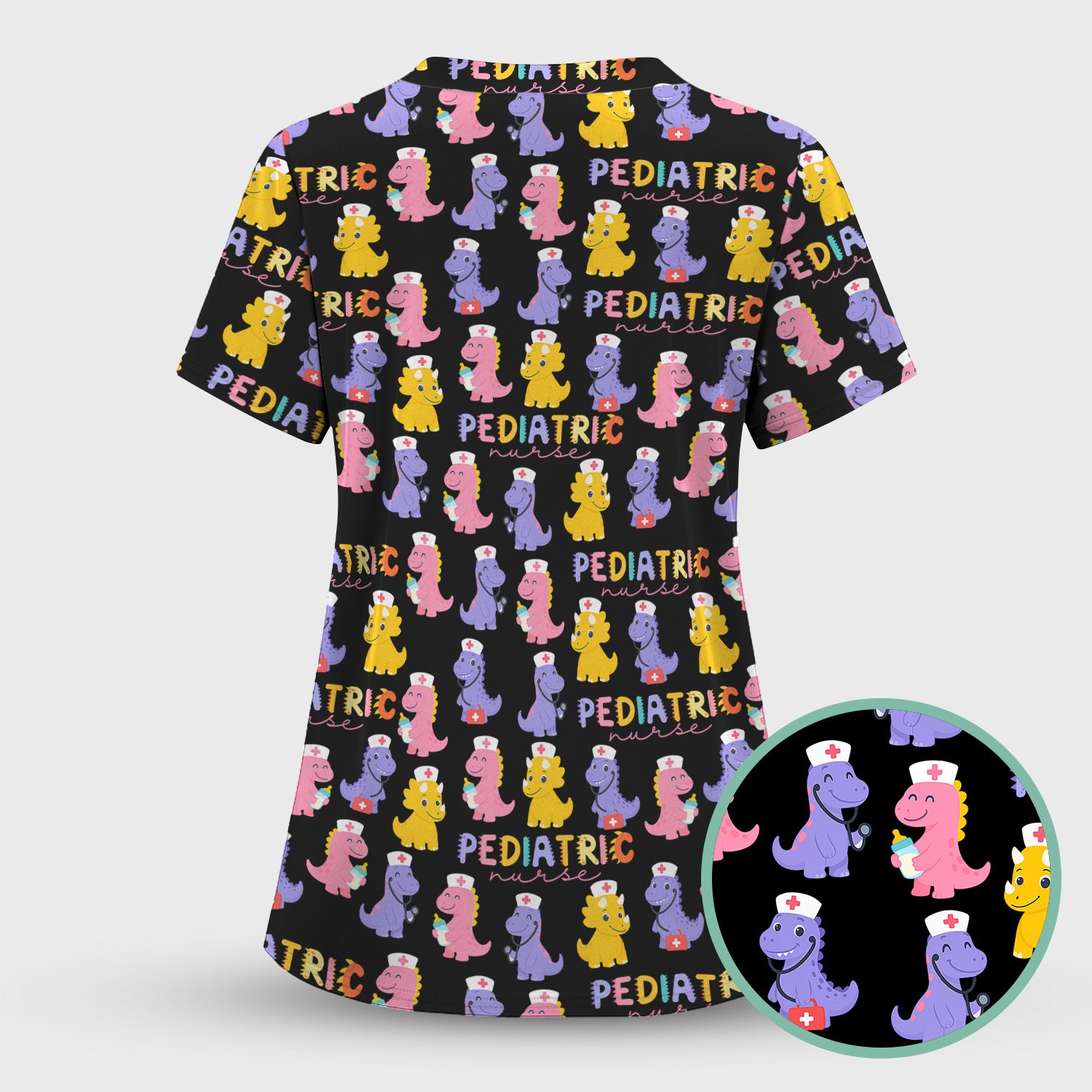 Funny Dinosaur Nurse Shirt - Cute T-Rex with Stethoscope & Medical Kit Graphic Tee - Multiple Color Options Gift for Women PEDS RN LPN