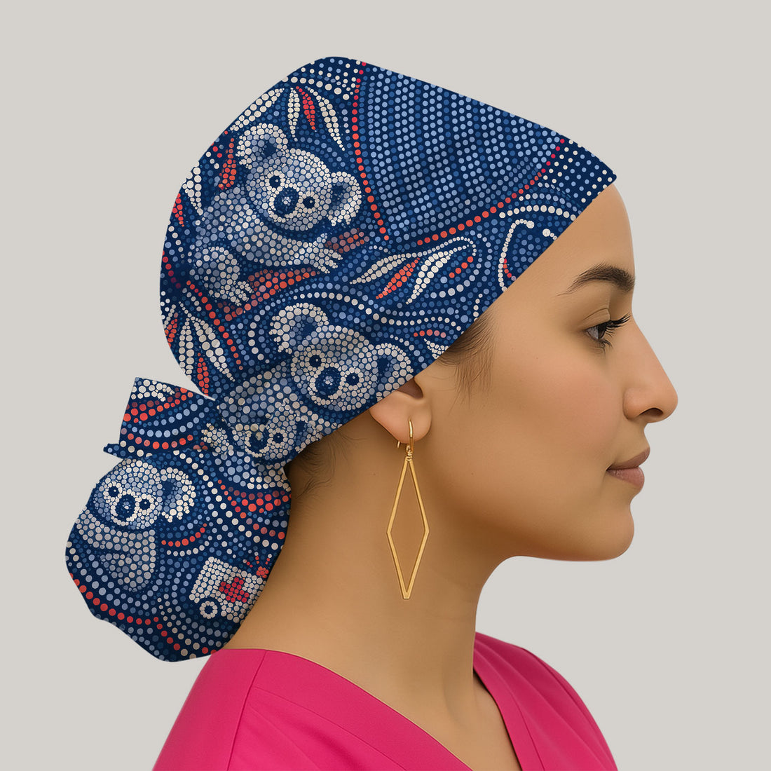 Koala Dot Art Medical Pattern Cap, Bouffant Scrub Caps for Women