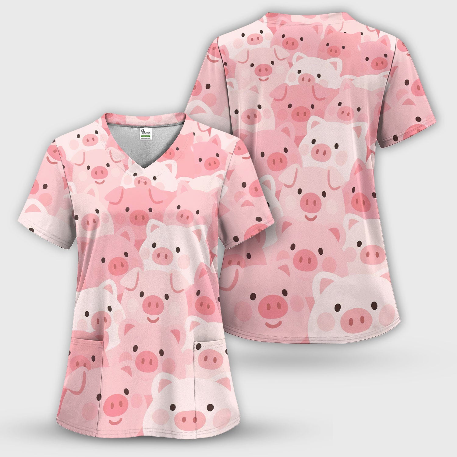 Cute Pig Nursing Scrub Set, Comfortable Scrubs For Nurses
