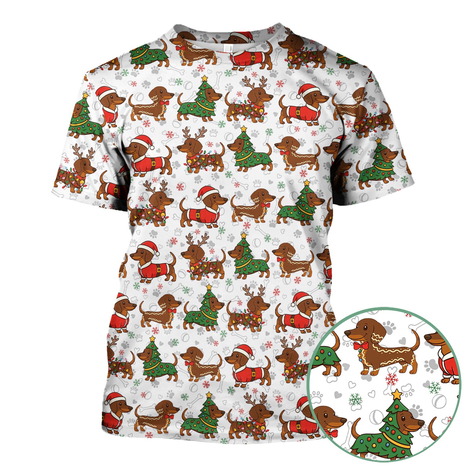 Holiday Dachshund Christmas Scrub Top - Funny Wiener Sausage Dog Nurse Shirt - Adorable Dog Lover Gift for RN CNA LPN
