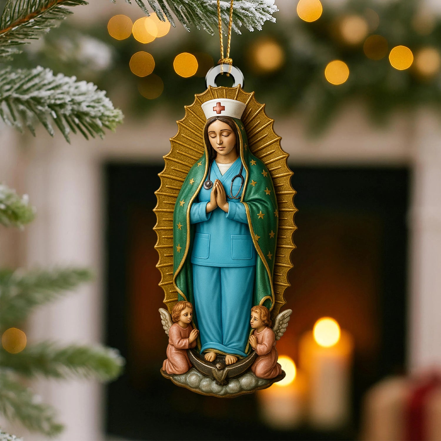 Custom Nurse Virgin Mary Ornament, Personalized Religious Christmas Decoration, Unique Faith Inspired Gift for Nurses And RN