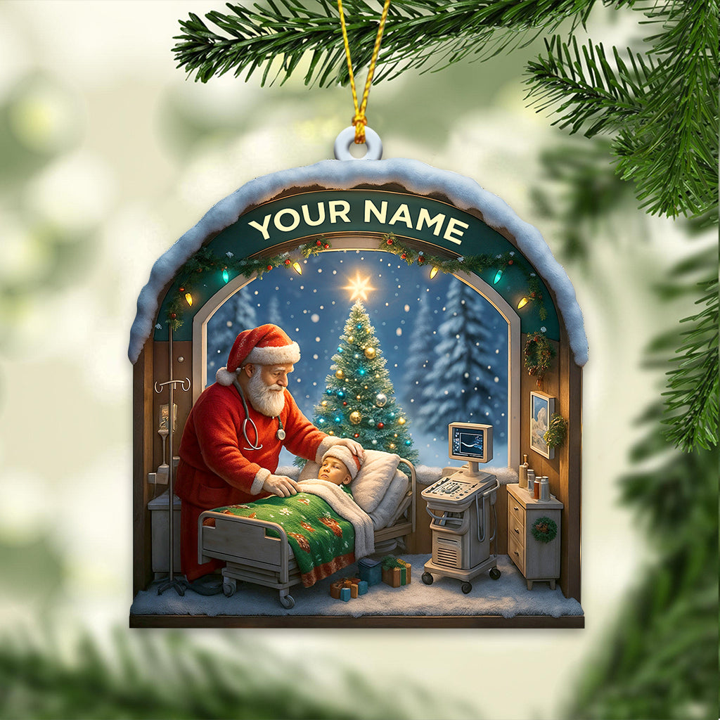 Personalized Santa Doctor Christmas Ornament, Custom Name Medical Santa Caring For Child, Xmas Nurse & Healthcare Worker Holiday Decor