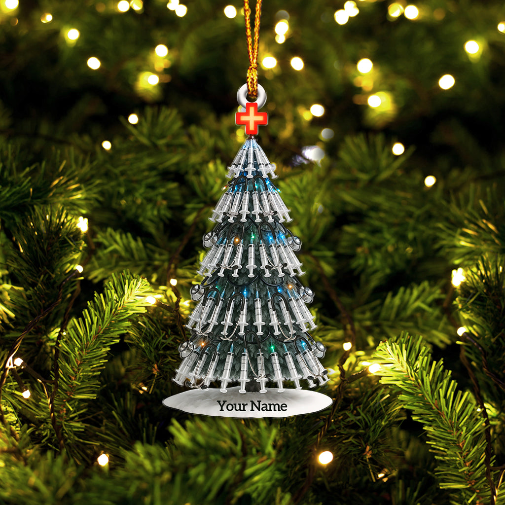 Personalized Xmas Nursing Ornament, Custom Nurse Syringe Christmas Ornament, Unique Medical Tree Decoration